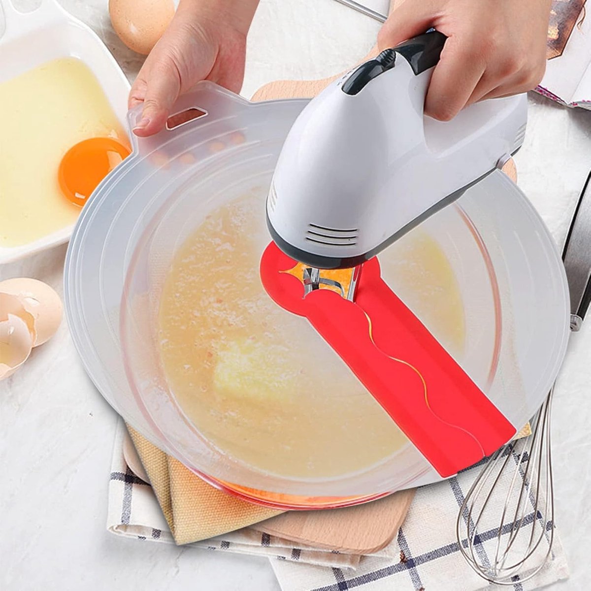 Immersion Blender Splatter Guard - Splash Guard - Splash Guard for Mixer - ø 34 Cm - Whisk & Beater - Silicone Anti-Splash Lid - Universal - Fits Most Immersion Blenders - Dishwasher Safe - Lid for Mixing Bowl - Kitchen Gadgets, Accessories - For Mixer - Image 2