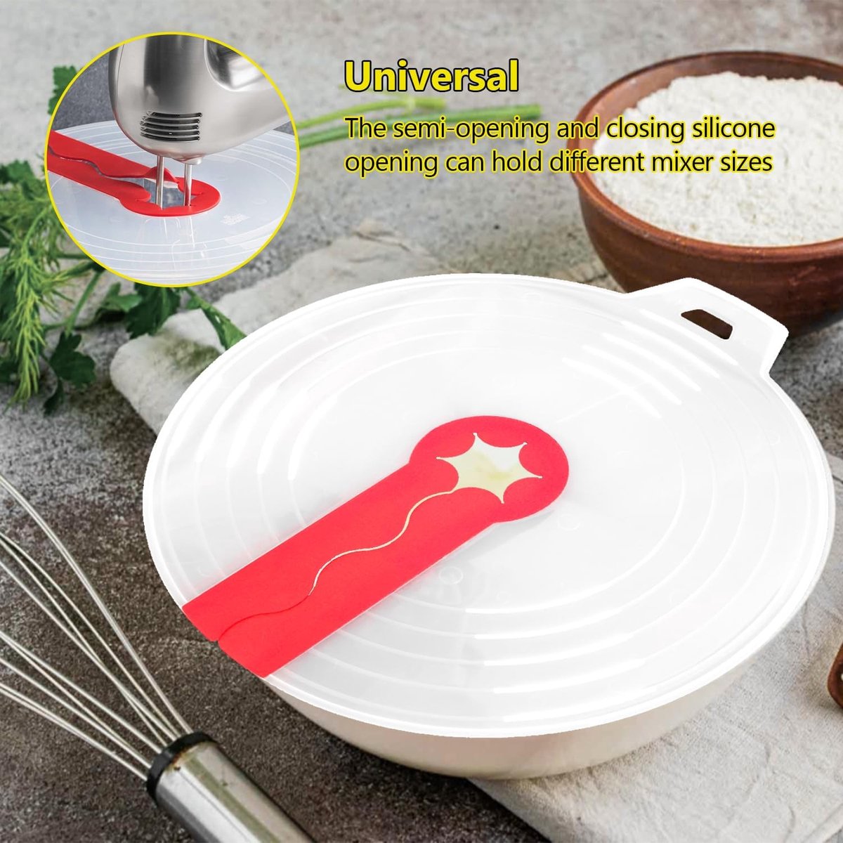 Immersion Blender Splatter Guard - Splash Guard - Splash Guard for Mixer - ø 34 Cm - Whisk & Beater - Silicone Anti-Splash Lid - Universal - Fits Most Immersion Blenders - Dishwasher Safe - Lid for Mixing Bowl - Kitchen Gadgets, Accessories - For Mixer - Image 5