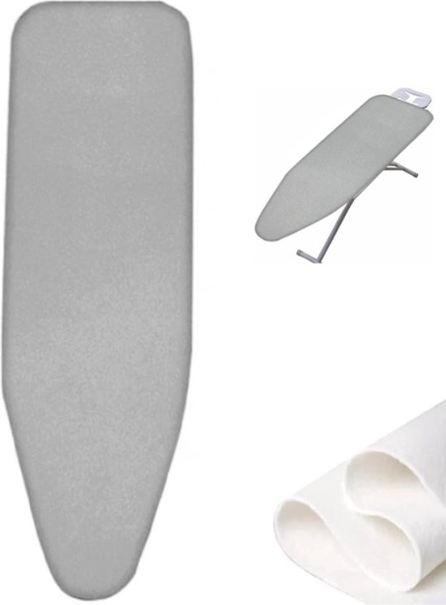 Ironing Board Cover - Ironing Board Cover - Universal - 130x48 Cm - For Steam Iron - Ironing Board Cover For Steam Ironing Station - Suitable For Ironing Board 120x38cm - Silver Grey - 1 Piece - Image 1