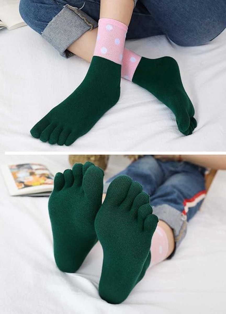 Toe Socks 5 Pairs - Toe Socks - Women's - Cotton - Yoga Socks - Smooth Toe Seam - Runner Toe Socks - Flip-flop Socks - Toe Socks - Toe Socks - Toesocks - Ladies - Antibacterial - Breathable - Comfortable Socks - Image 2