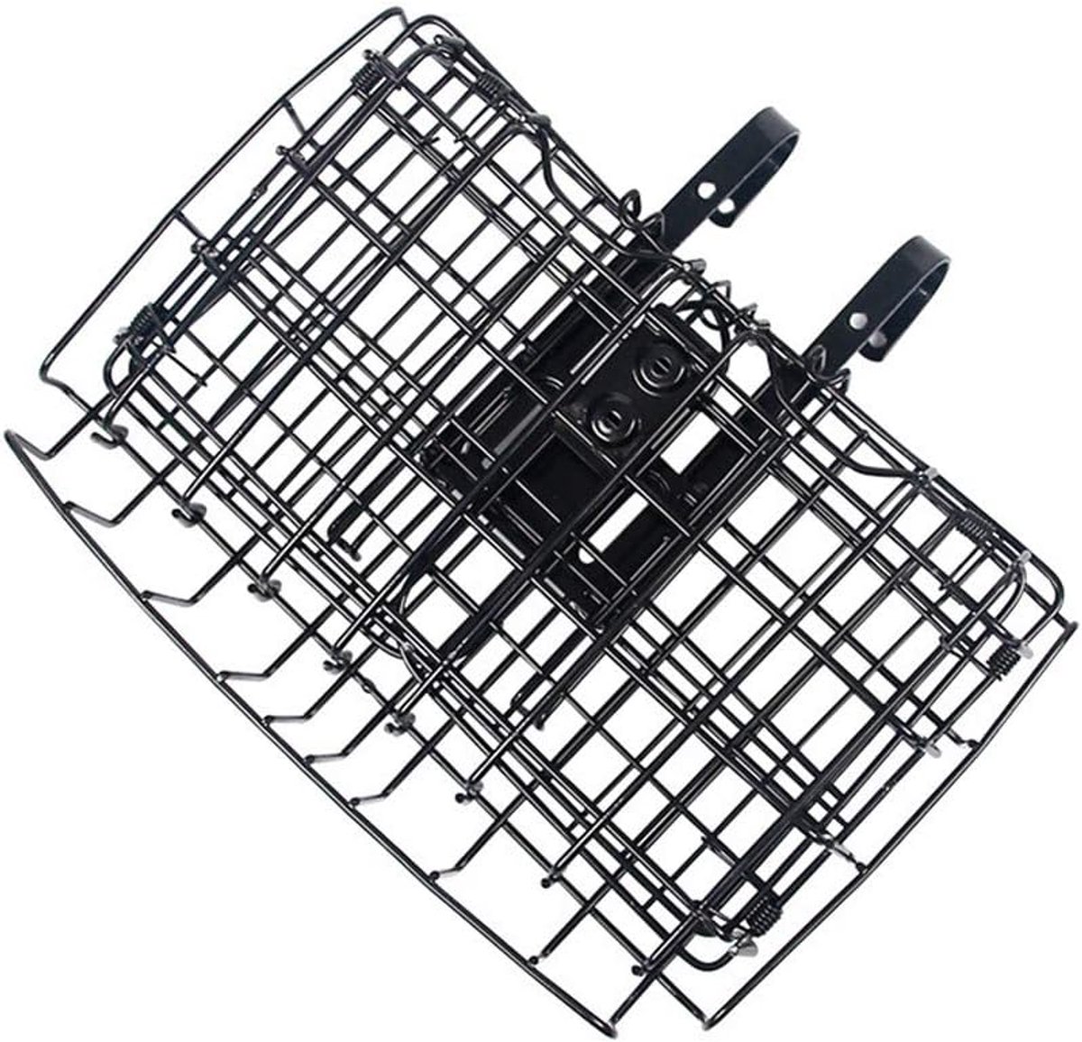 Bicycle Basket - Professional Front Bicycle Basket - Universal Handlebar Bicycle Basket - Small Bicycle Basket - Bicycle Crate - Fine Mesh Steel - with Handle and Hooks - Ideal for Bicycle / Scooter / Everyday Cyclists / Cycling Enthusiasts - Black - Image 5