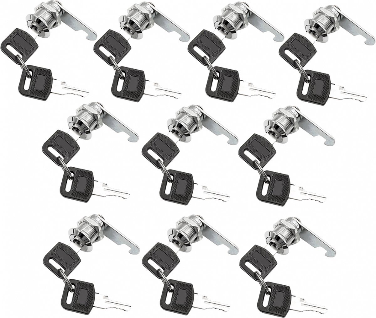 Tilt Lock - 10 Pieces - Locker Lock - Letterbox Lock - 16 mm - Includes 20 Keys - Furniture Lock - Drawer Lock - Small Lock with Keys - Sturdy Letterbox Lock - Protect Your Privacy - 10-Piece Value Set - Image 1