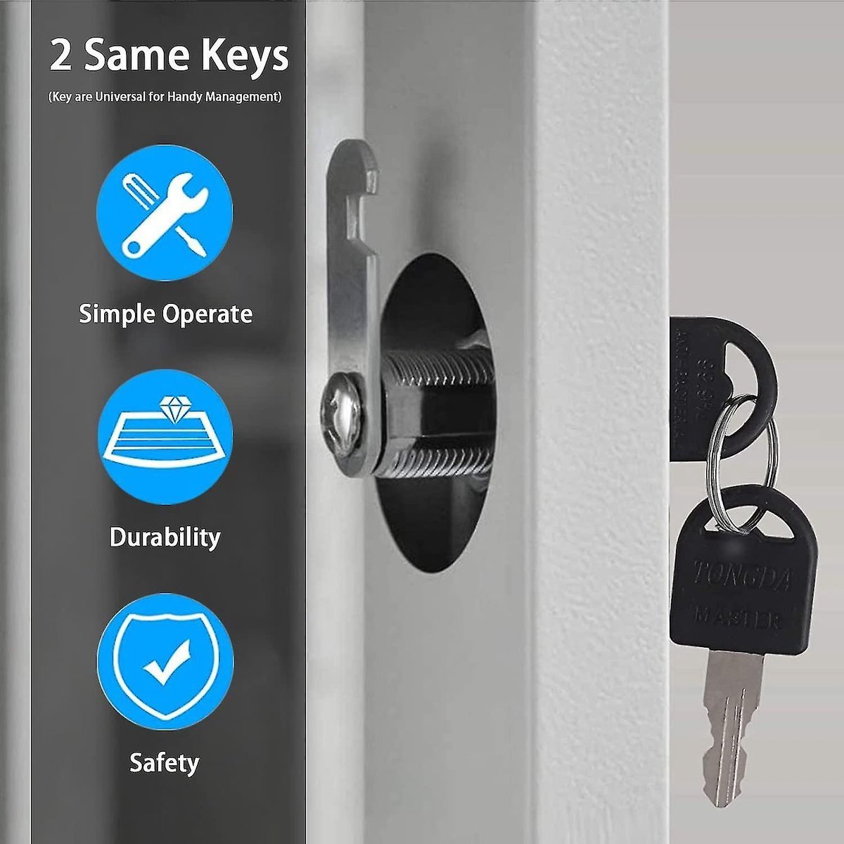 Tilt Lock - 10 Pieces - Locker Lock - Letterbox Lock - 16 mm - Includes 20 Keys - Furniture Lock - Drawer Lock - Small Lock with Keys - Sturdy Letterbox Lock - Protect Your Privacy - 10-Piece Value Set - Image 3