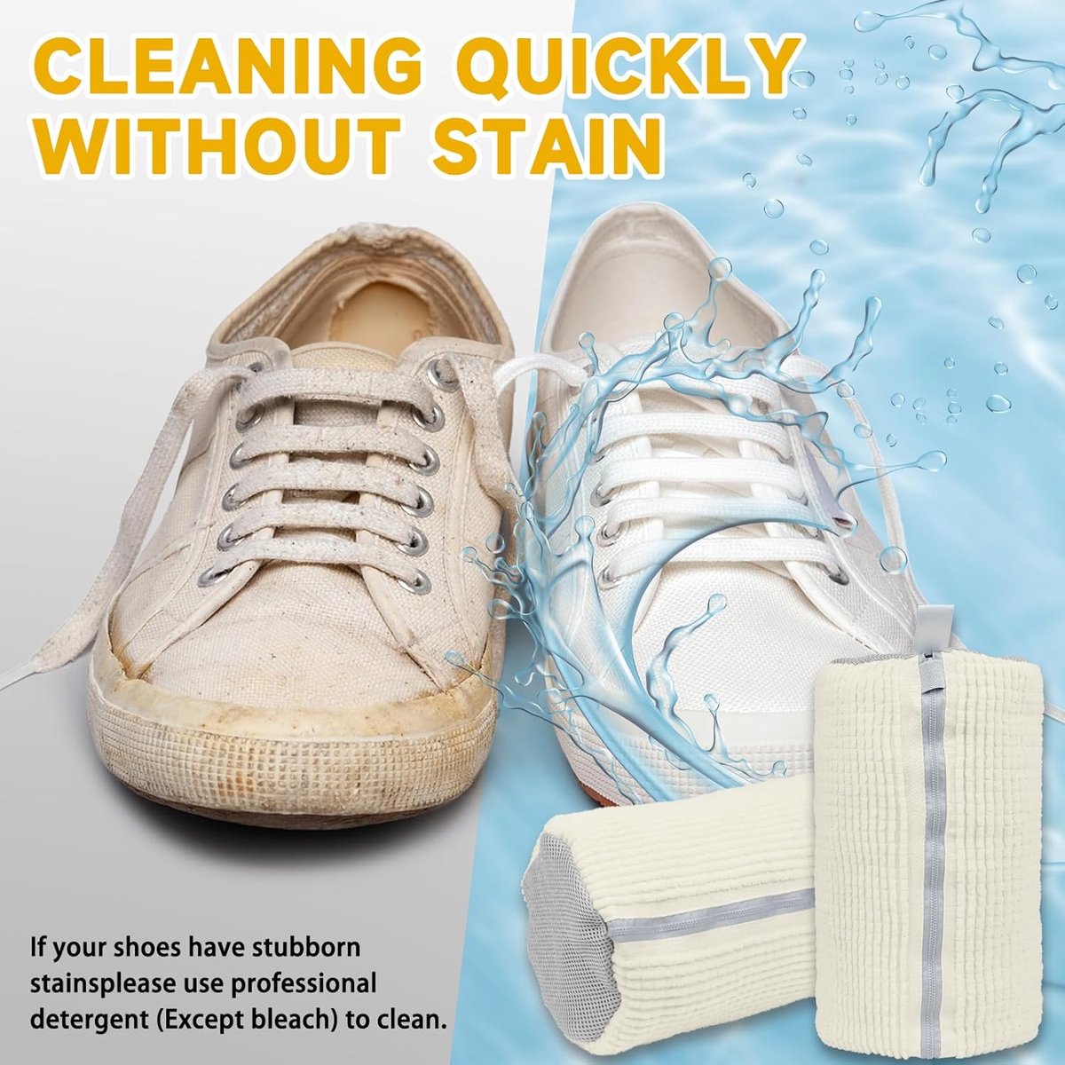Laundry Bag - Shoe Laundry Net - Shoe Laundry Bag - Shoe Laundry Bag - 39 x 19 Cm - Anti-Deformation Mesh - Delicate Laundry - Shoe Washing - Shoe Laundry Bag - Laundry - Washing Machine - Shoes / Sneakers - With Zipper and Hanging Ring - Reusable - Image 3