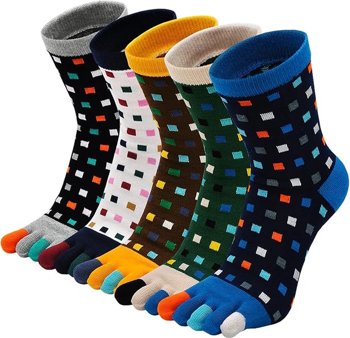 Toe Socks - 5 Pairs - Toe Socks - Toesocks - Socks - Socks - Cotton - Men - Yoga Socks - Smooth Toe Seam - No Annoying Seams - Runner Toe Socks - Suitable For Casual, Business And Sports - Image 1