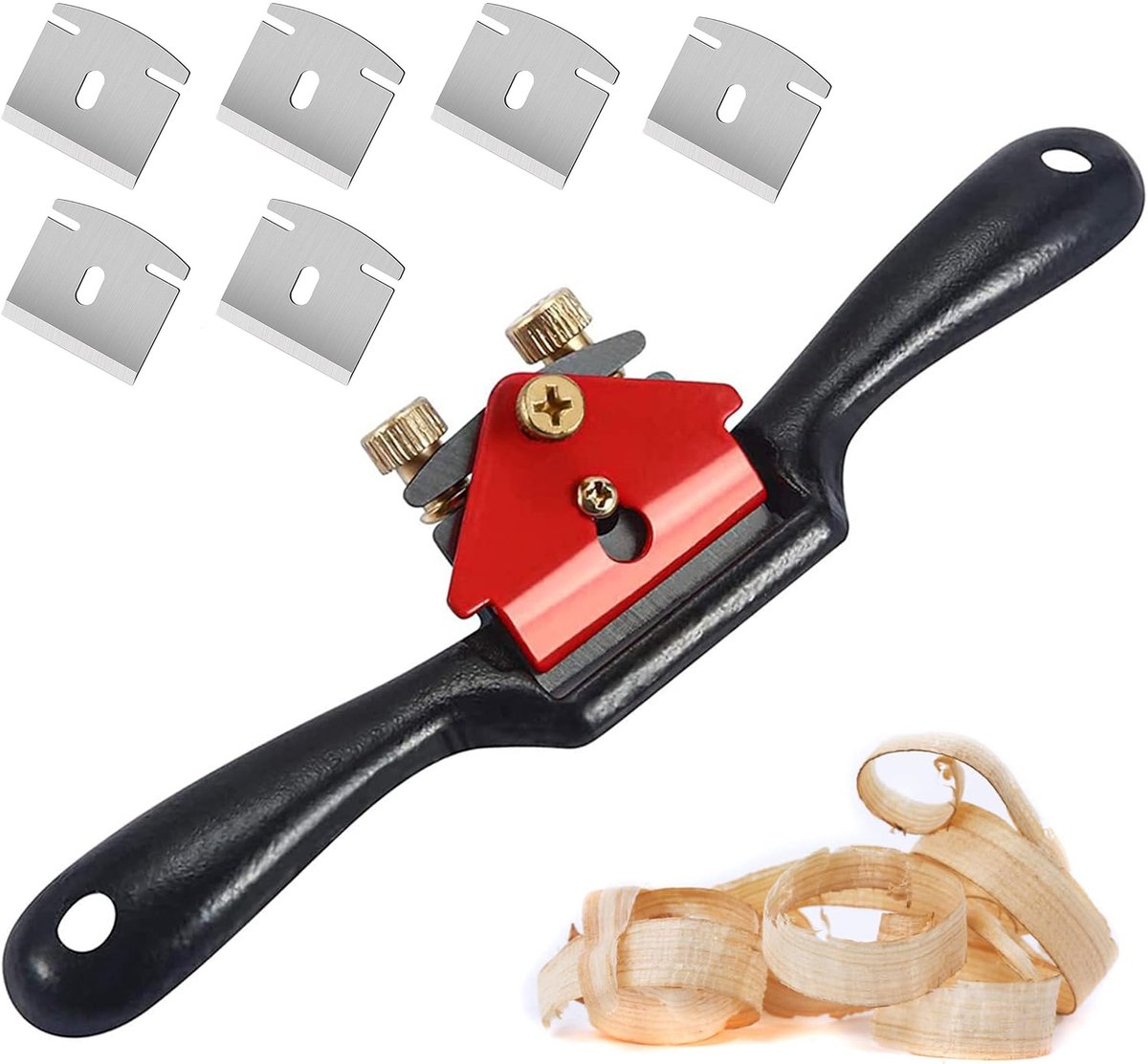 Spoke Plane Flat 210 mm - Spoke Plane - Block Plane - Hand Block Plane - Angle Plane - Hand Planers - Wood Planing - Wood - Woodworking - Edge - Rust-resistant - With 6 Planer Blades - Adjustable Spoke Planer With Screws - Image 1