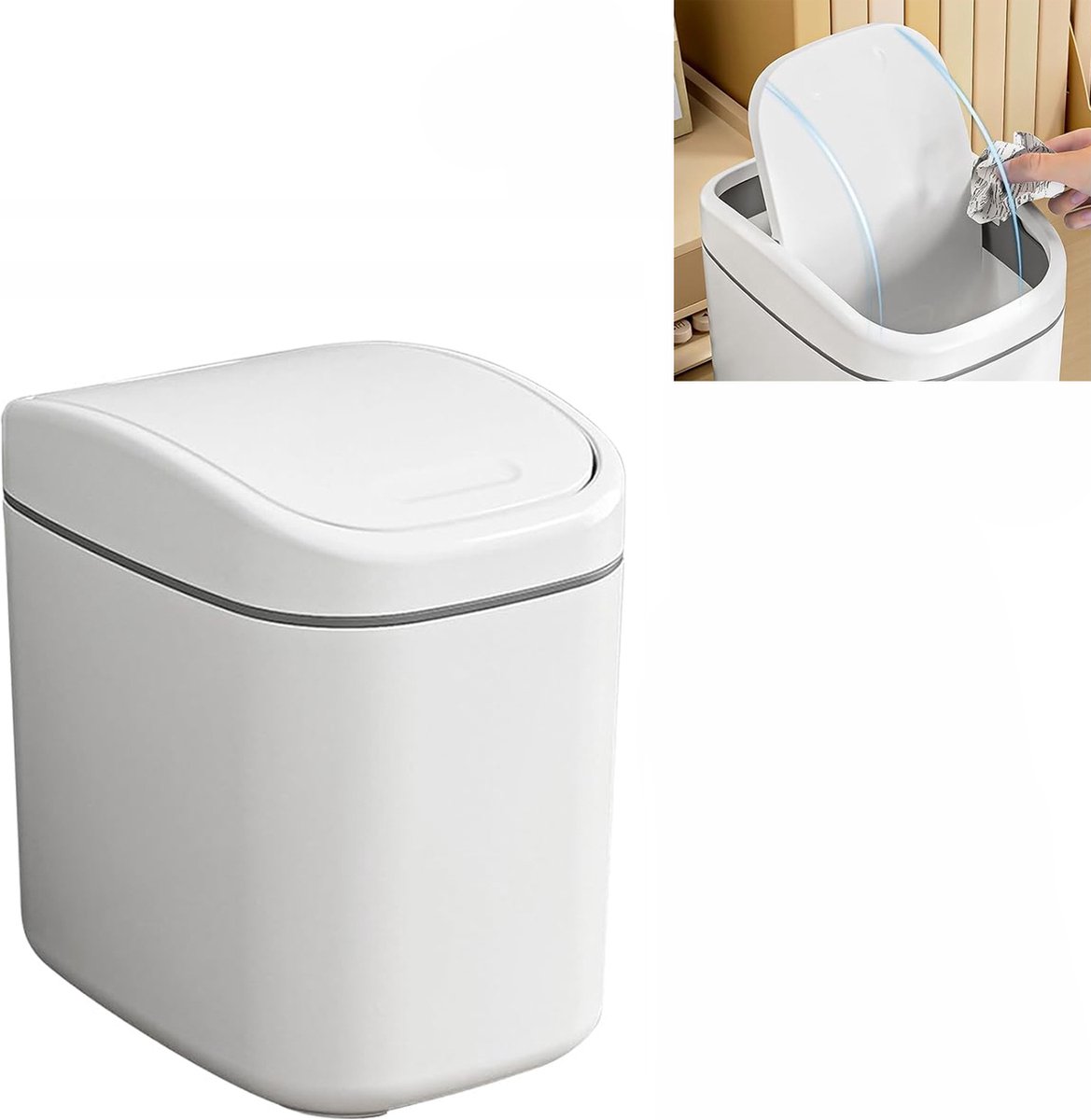 Countertop Waste Bins - Car Trash Can - With Flip-Up Lid - Small Countertop Waste Bin - Mini Trash Can - Tabletop Waste Bin - Plastic Trash Can - Bathroom Waste Bin - Recycling Waste Bin - Handy Trash Can - Office Waste Bins - Home / Office - Image 1