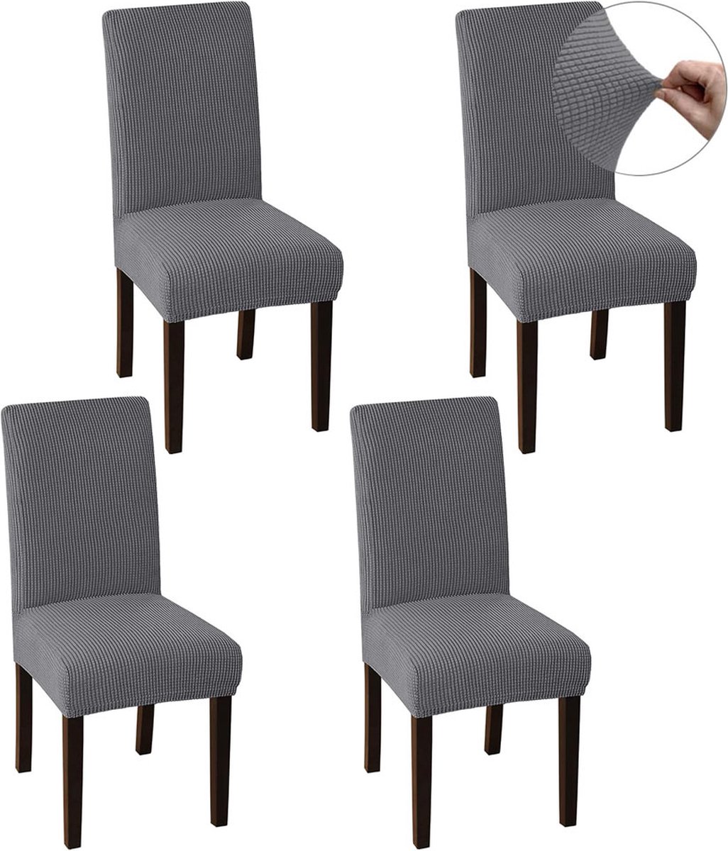 Chair Covers - 4 Pieces - Dining Room Chair Cover - Sofa Cover - Chair Covers for Dining Chairs - Chair Protectors - Stretch Chair Covers - Chair Cover - Water-Repellent - Office and Home Use - Cover - Protect Your Chairs Stylishly - Light Grey - Image 1