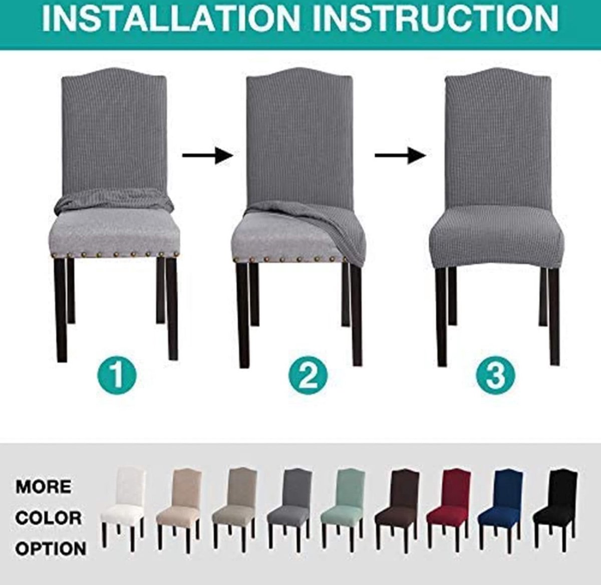Chair Covers - 4 Pieces - Dining Room Chair Cover - Sofa Cover - Chair Covers for Dining Chairs - Chair Protectors - Stretch Chair Covers - Chair Cover - Water-Repellent - Office and Home Use - Cover - Protect Your Chairs Stylishly - Light Grey - Image 4
