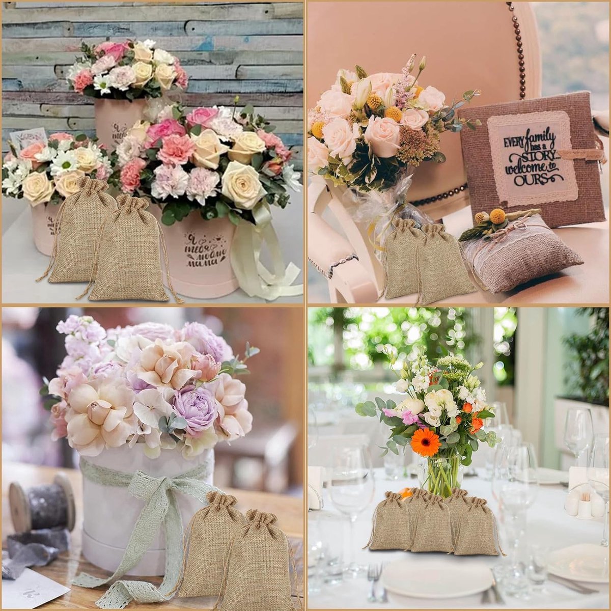 Jute Bags - 7 x 9 cm - 50 Pieces - Image 2