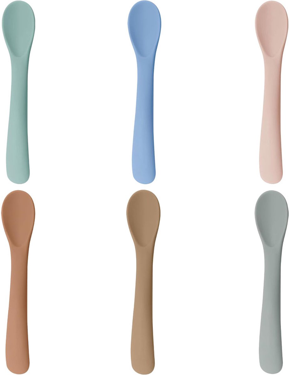 Silicone Baby Spoons - 6 Pieces - Children's Spoons - BPA Free - Cutlery Spoon - Soft Spoons - Baby Cutlery - Children's Cutlery - Feeding Spoon - Spoons for Learning to Eat with Cutlery - Tablespoon - Image 1