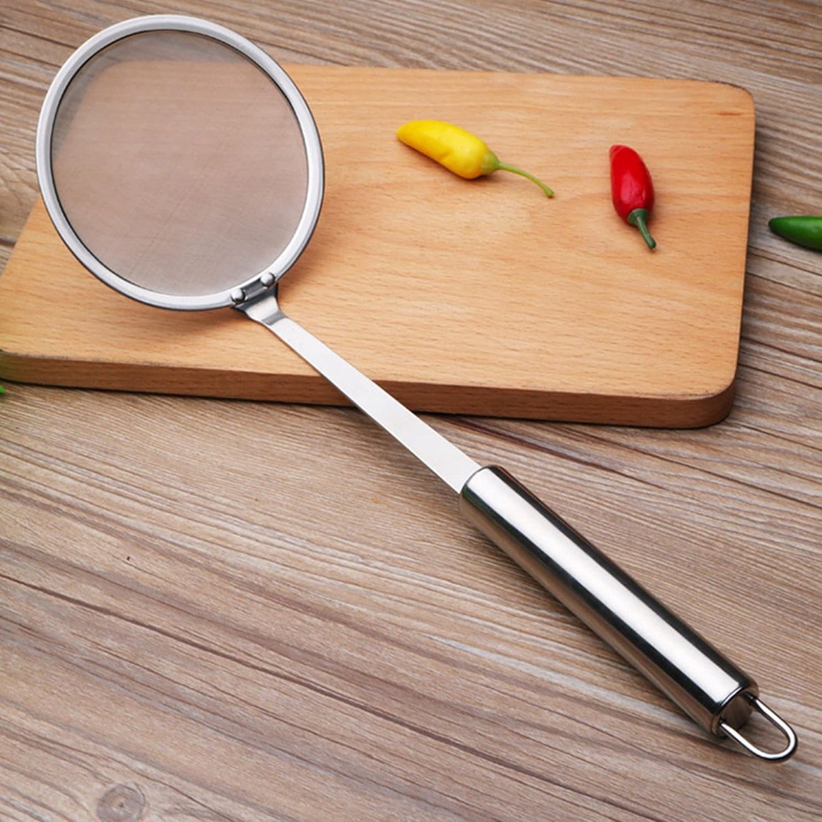 Skimmer - 2 Pieces - Deep-frying Spoon - Deep-frying Scoop - Food Sieve - Skimmer Spoon - Colander Spoon - Draining Potatoes/Vegetables/Pasta - Cooking Supplies - Kitchen Tools - Skimmer Spoon - Sieve - Colander - Hanging - With Handle - ø10 cm - Stainles - Image 5