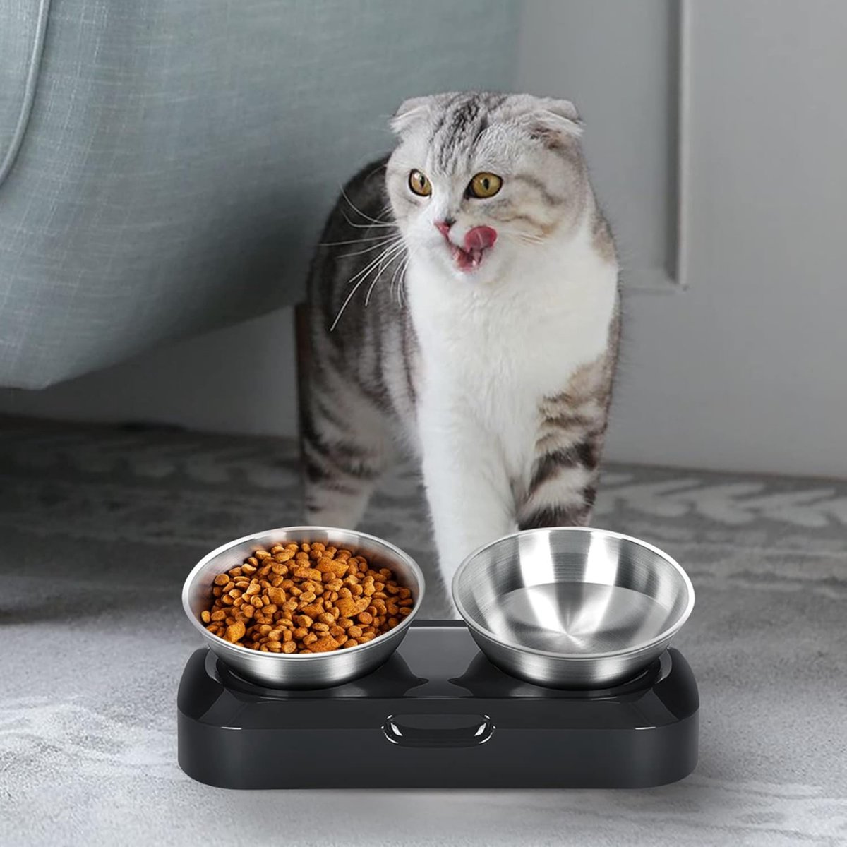 Pet Water & Food Set - 2 Pieces - BPA-Free - Dog Food Bowl - Cat Food Bowl - With Stand - Cat Food Bowls - Drinking Bowl - Double Food and Drinking Bowl - 2 in 1 Pet Bowl - Dog and Cat - Bowls Are Dishwasher Safe - Image 4