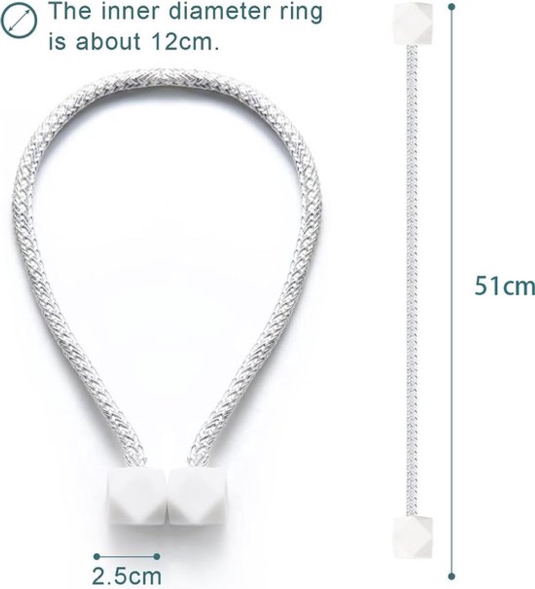 Luxury Curtain Holder - 6 Pieces - Curtain Hook - Magnetic Curtain Cord - Magnetic Curtain Holders - Curtain Tie - Curtain Clamps - Curtain Fixing - Curtain Accessories - Easy to Carry - Grey - Image 2