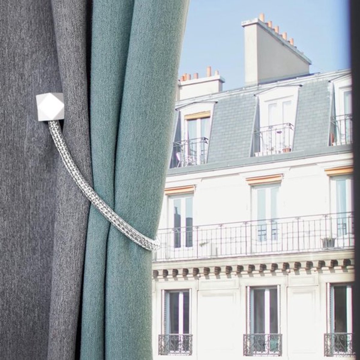 Luxury Curtain Holder - 6 Pieces - Curtain Hook - Magnetic Curtain Cord - Magnetic Curtain Holders - Curtain Tie - Curtain Clamps - Curtain Fixing - Curtain Accessories - Easy to Carry - Grey - Image 3