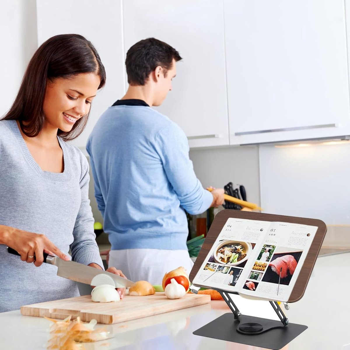 Reading Book Stand - Book Stand - Rotates 360 Degrees - With Page Holders - Adjustable Book Stand - Cookbook Stand - Anti-Slip Reading Stand - Book Support - Foldable and Portable - For Office, Kitchen, School, Textbook, Recipe - Image 2