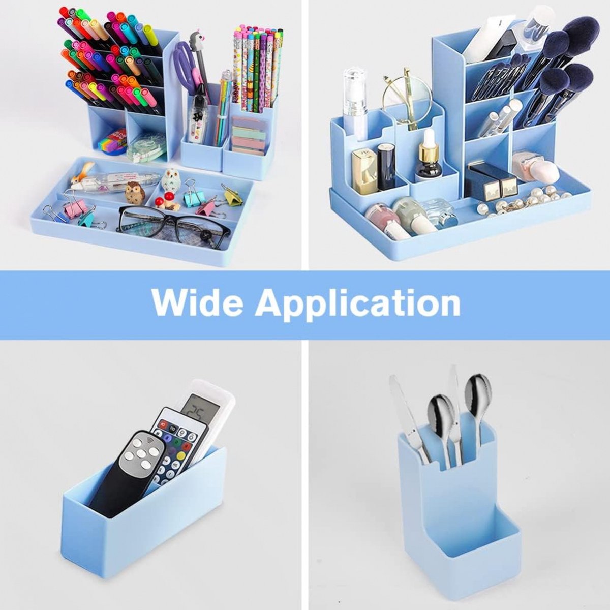 Pen Tray - 13 Compartments - Pen Holder - Desk Organizer - Pen Trays - Desk Organizer - Pen Case - Plastic - Removable - Storage System - Letter Tray - Desk Accessories - Blue - Image 4