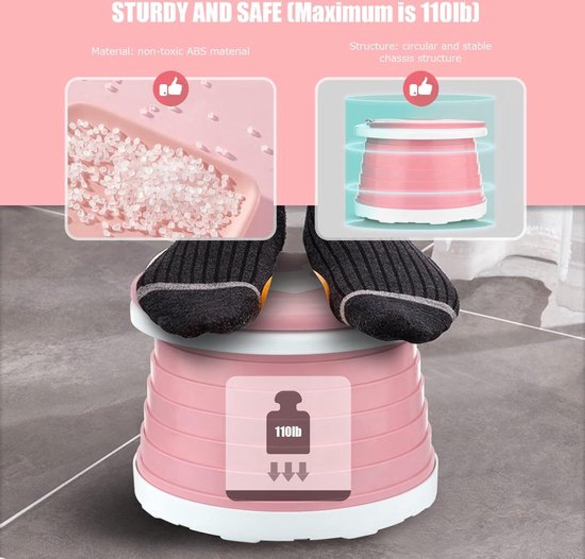 Potty - Child Potty - Toddler Potty - Potty with Lid - Toddler Potty with Lid - Trainer Toilet Seat - Potty for Children - Baby Toilet Seat - Children's Potty - Child-Friendly Design - For Boys and Girls - Portable - Foldable - Pink - Image 2