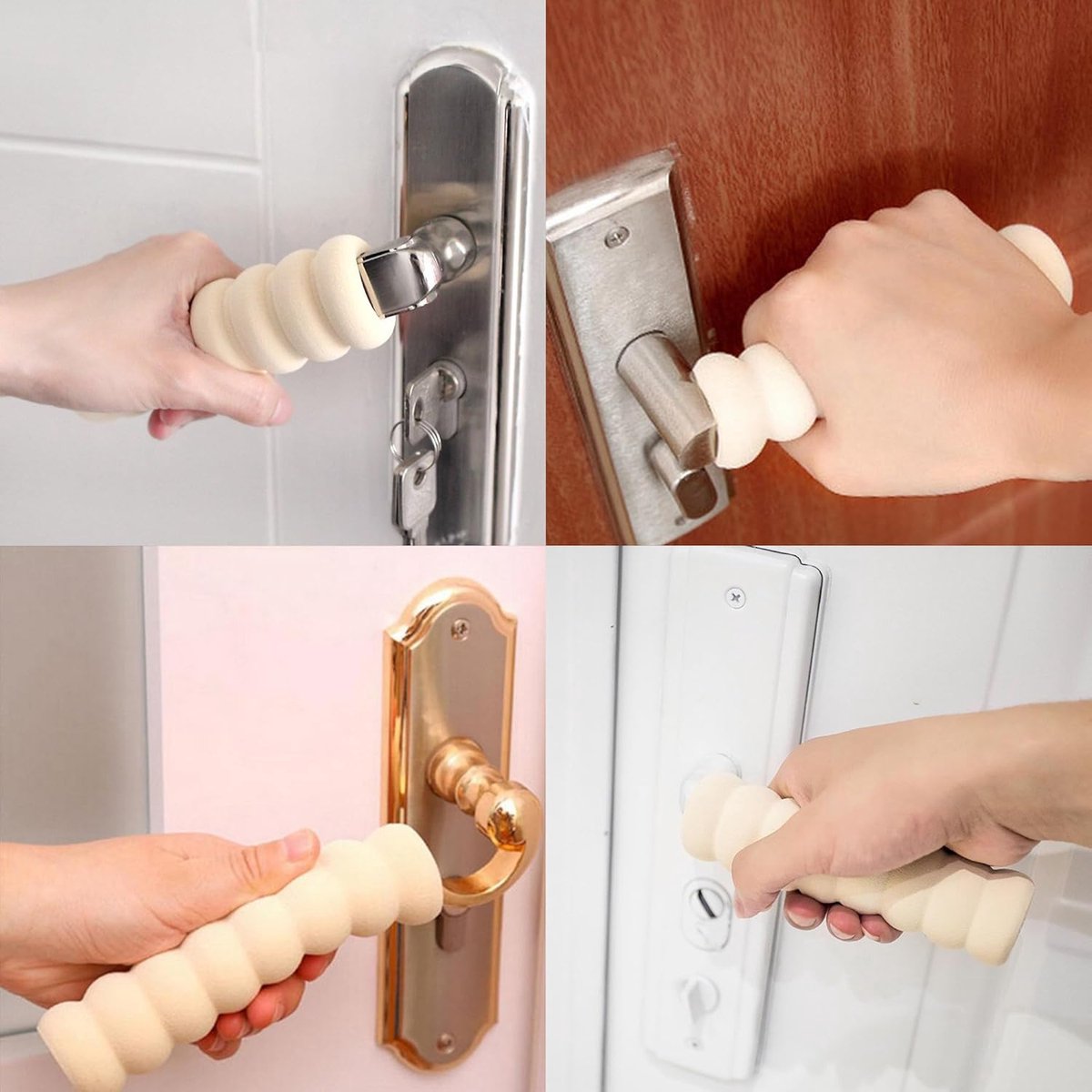 Door Stop - 4 Pieces - Wall Protector - Door Handle Protective Cover - Door Handle Buffers - Flexible Door Stoppers - Foam Door Handle Protector - Door Hardware - Bumper - Child Safety - Foam Rubber - White - Image 2