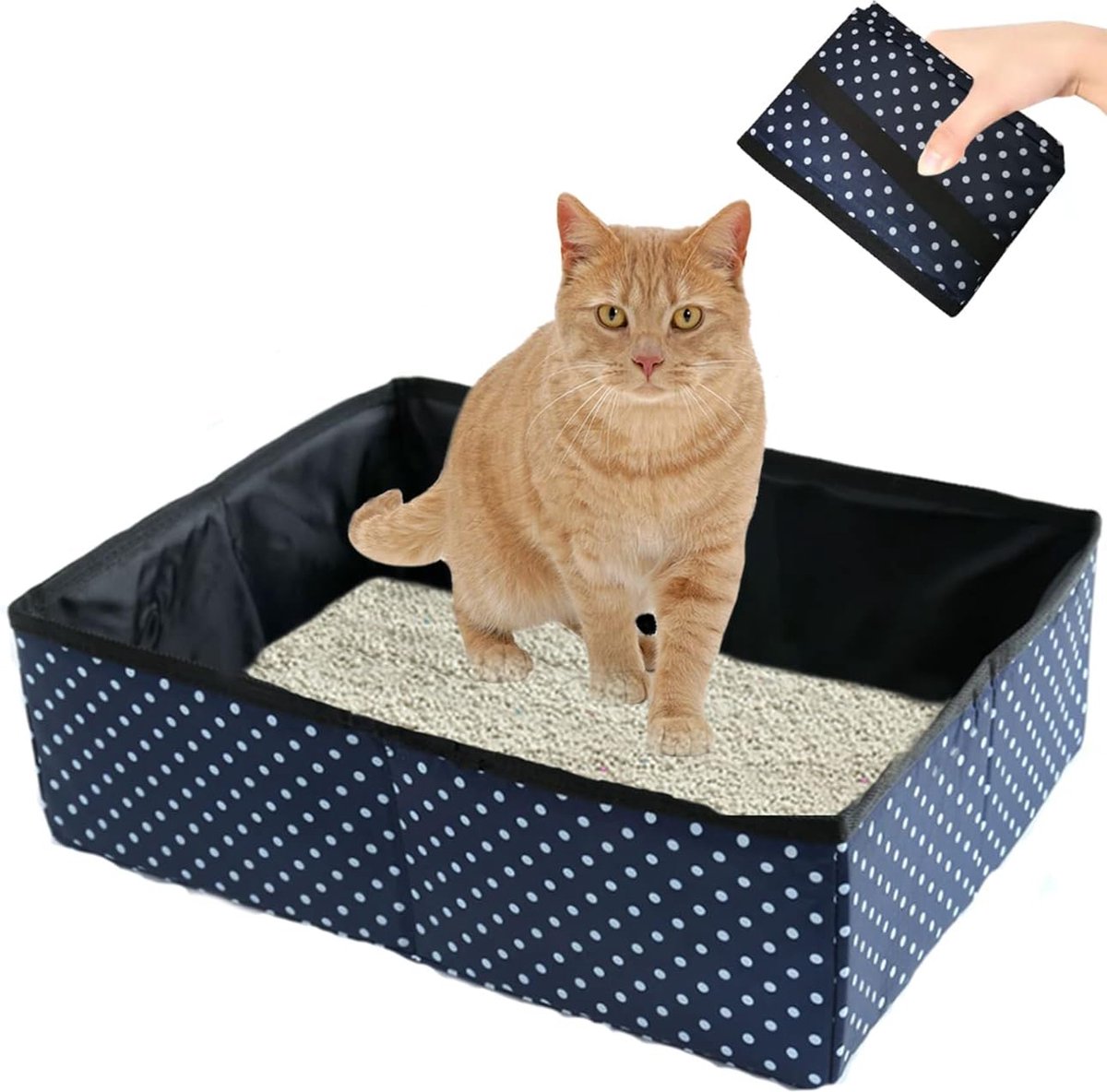 Litter Box - Portable Litter Box - Litter Boxes - 40 x 30 x 13 Cm - Foldable - Travel Litter Box - Waterproof & Non-Slip - Cat Toilet for Going Out - Travel - Durable - Easy to Clean - Image 1