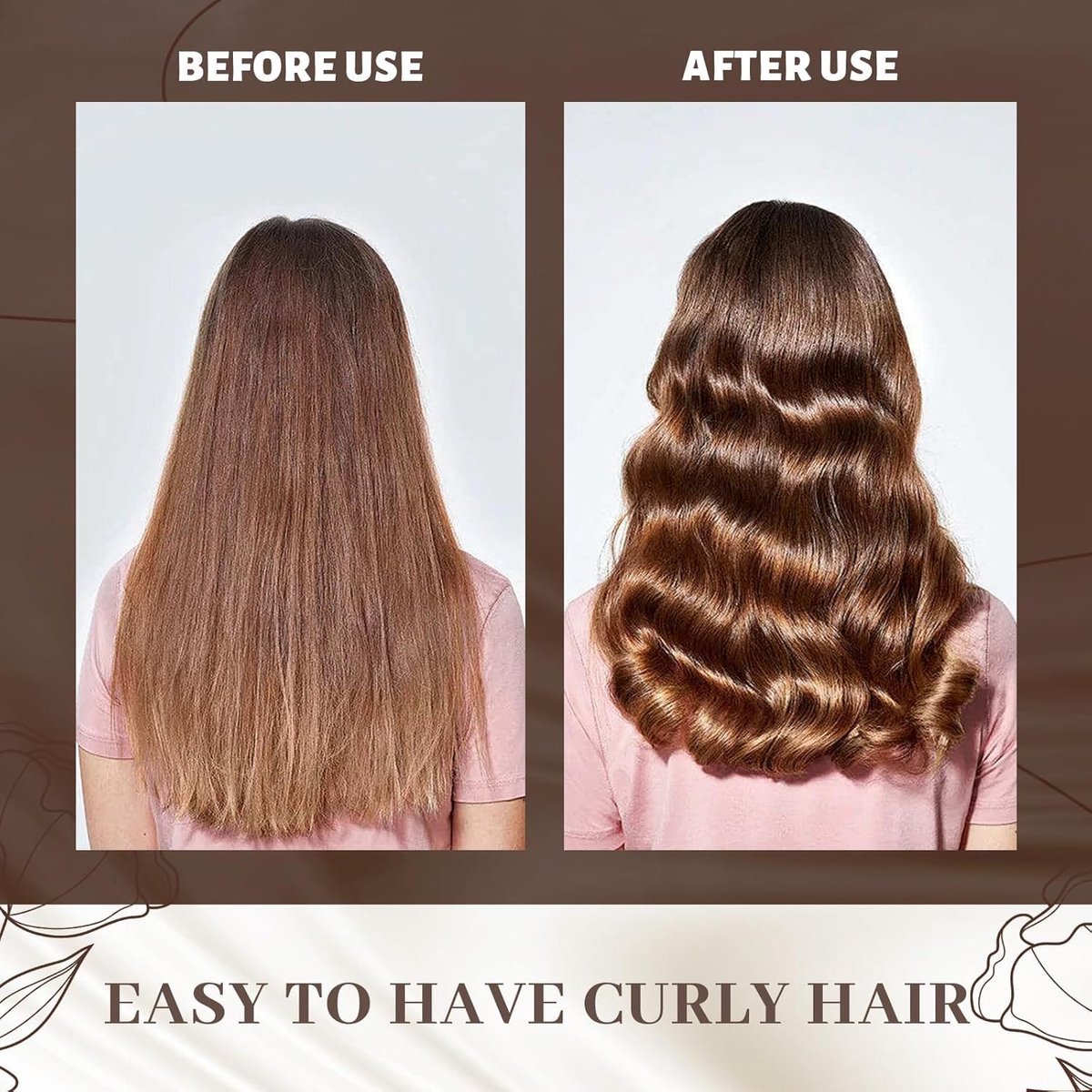 Heatless Curls - 3 Pieces - Satin - For Voluminous Curls - Curlers - Hair Rollers - Heatless Blowout Set - Heatless Curls Tool - Curls Without Heat - Curly Hair Products - Alternative to Curling Iron - Brown - All Hair Types - With Hair Scarf - Image 5