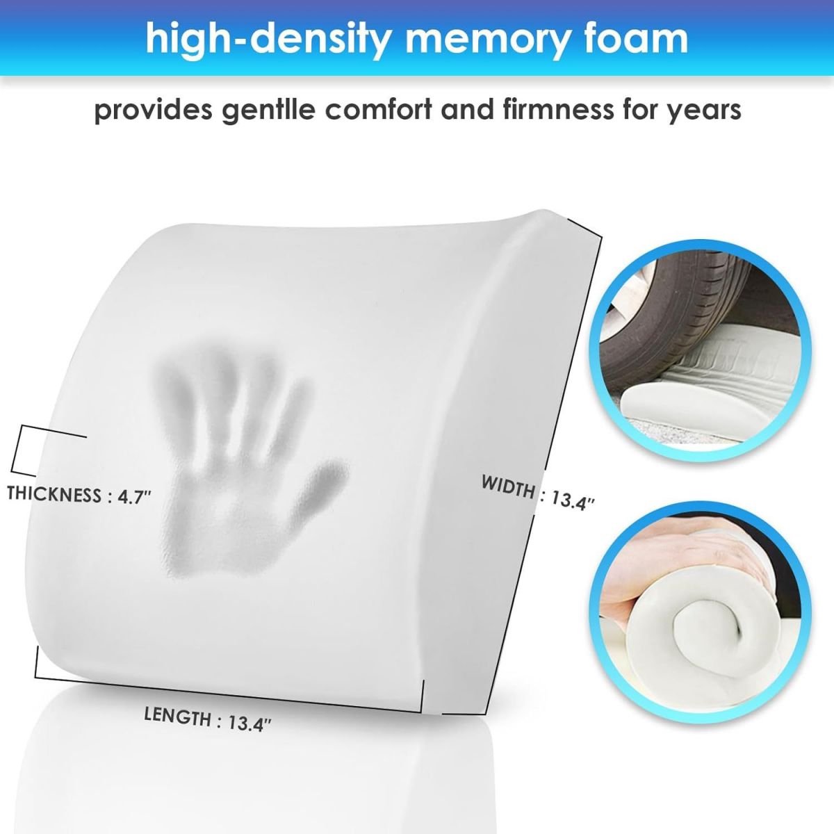 Ergonomic Lower Back Cushion - Memory Foam - Back Support - Lumbar Support - Relieve Fatigue - For Car, Office Chair, Sofa and Bed - Car Cushion - Working from Home - Black - Back Pain & Sitting Comfort - Image 3