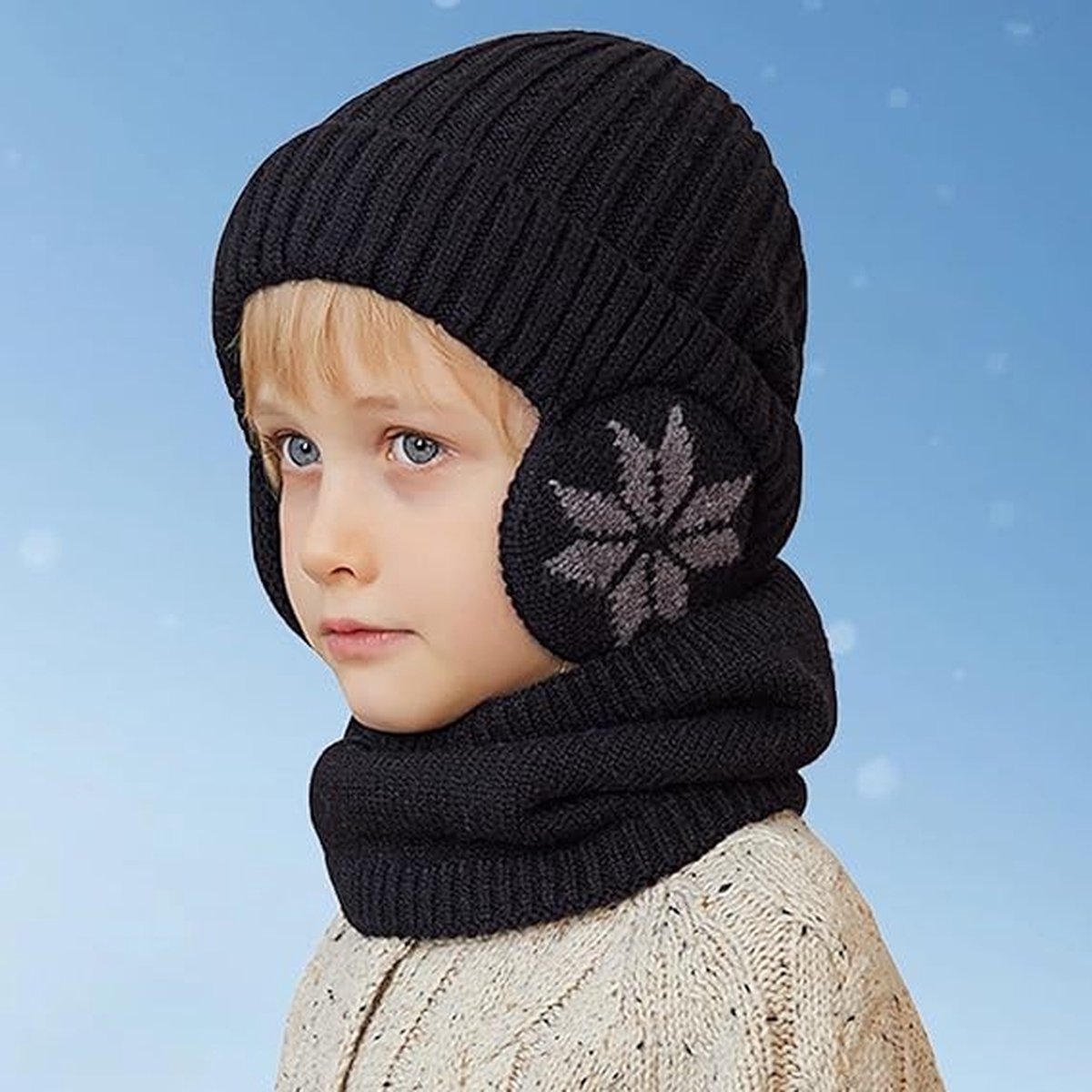 Hat & Scarf - Winter Kids' Hats - Kids' Hat - 2 In 1 Kids' Hat Scarf Set - 4 To 10 Years - Beanie - Boys And Girls - Hat For Children - Kids' Outdoor Hats - Children's Clothing - Scarf - Winter - One Size - Black - Image 2