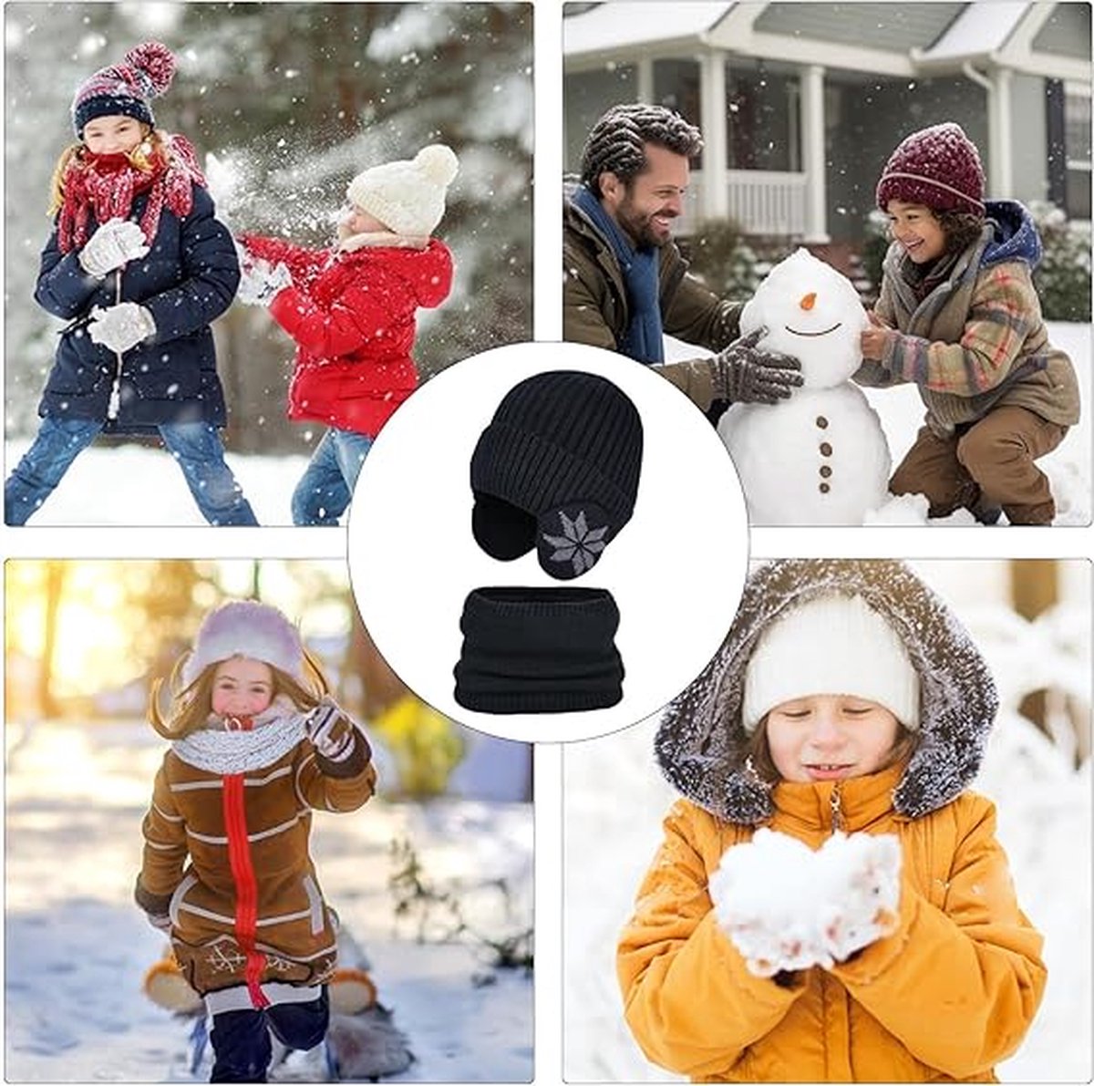 Hat & Scarf - Winter Kids' Hats - Kids' Hat - 2 In 1 Kids' Hat Scarf Set - 4 To 10 Years - Beanie - Boys And Girls - Hat For Children - Kids' Outdoor Hats - Children's Clothing - Scarf - Winter - One Size - Black - Image 4