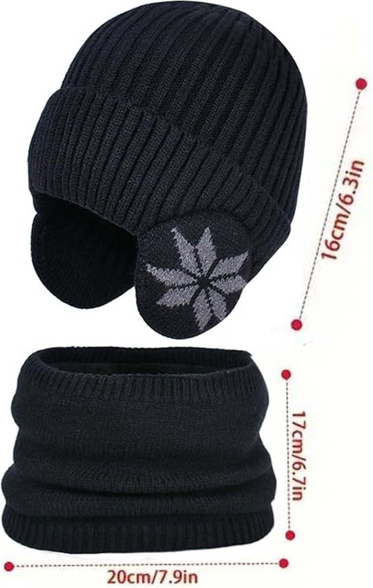 Hat & Scarf - Winter Kids' Hats - Kids' Hat - 2 In 1 Kids' Hat Scarf Set - 4 To 10 Years - Beanie - Boys And Girls - Hat For Children - Kids' Outdoor Hats - Children's Clothing - Scarf - Winter - One Size - Black - Image 5