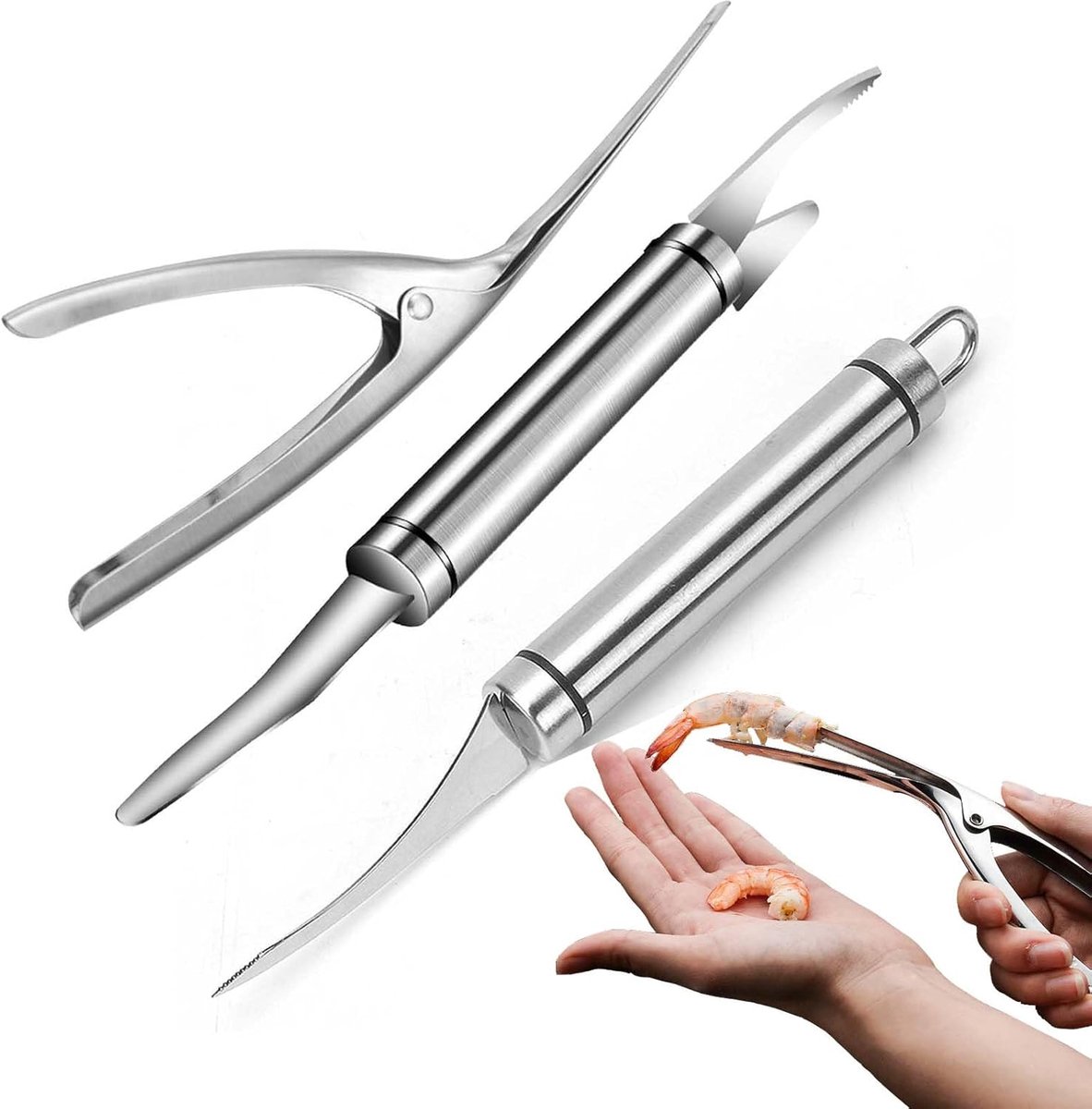 3 Pieces - 5-In-1 Multifunctional Shrimp Knife - Shrimp Peeler - 304 Stainless Steel Shrimp Peeler - Multifunctional - Shrimp Line Knife - Knife for Peeling, Scaling, and Cleaning Seafood and Shrimp, Kitchen Cleaning Tool - Image 1