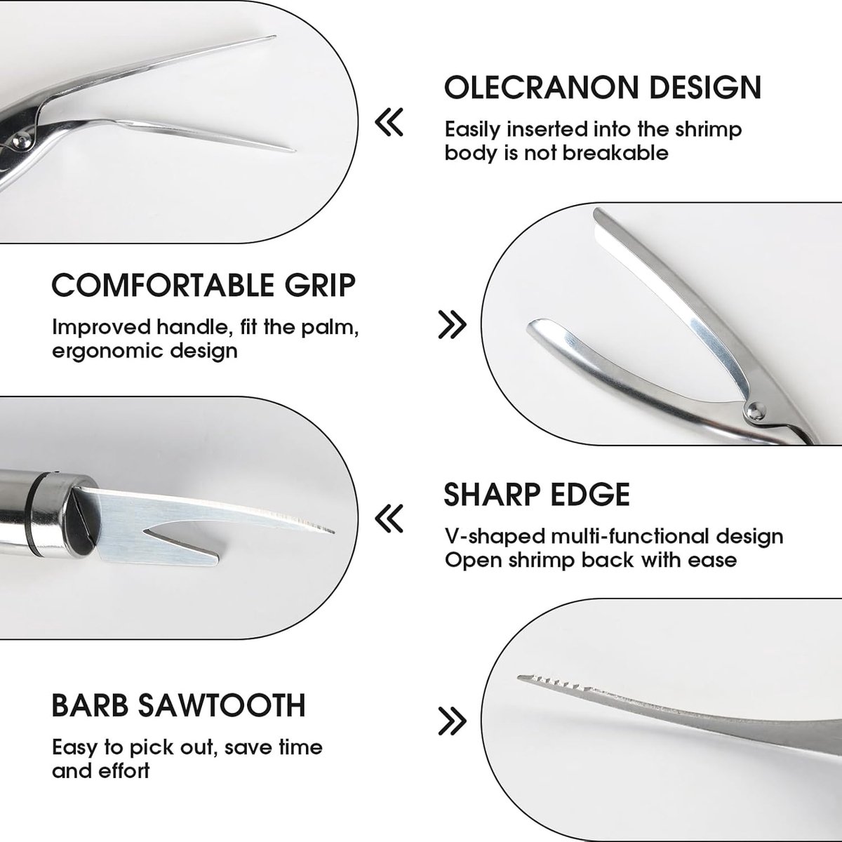 3 Pieces - 5-In-1 Multifunctional Shrimp Knife - Shrimp Peeler - 304 Stainless Steel Shrimp Peeler - Multifunctional - Shrimp Line Knife - Knife for Peeling, Scaling, and Cleaning Seafood and Shrimp, Kitchen Cleaning Tool - Image 4