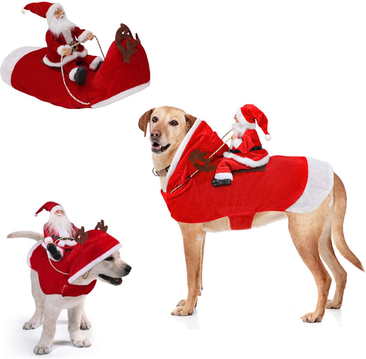 Dog Costume Christmas - Christmas Clothing For Dog/Cat - Christmas Outfit For Puppies - Hooded Dog Christmas Suit - Dog Christmas Clothing - Funny Dog Christmas Costume - Size XXL - Dog Fancy Dress Costumes - Dog Clothing - Pet Christmas Costume - Christm - Image 1