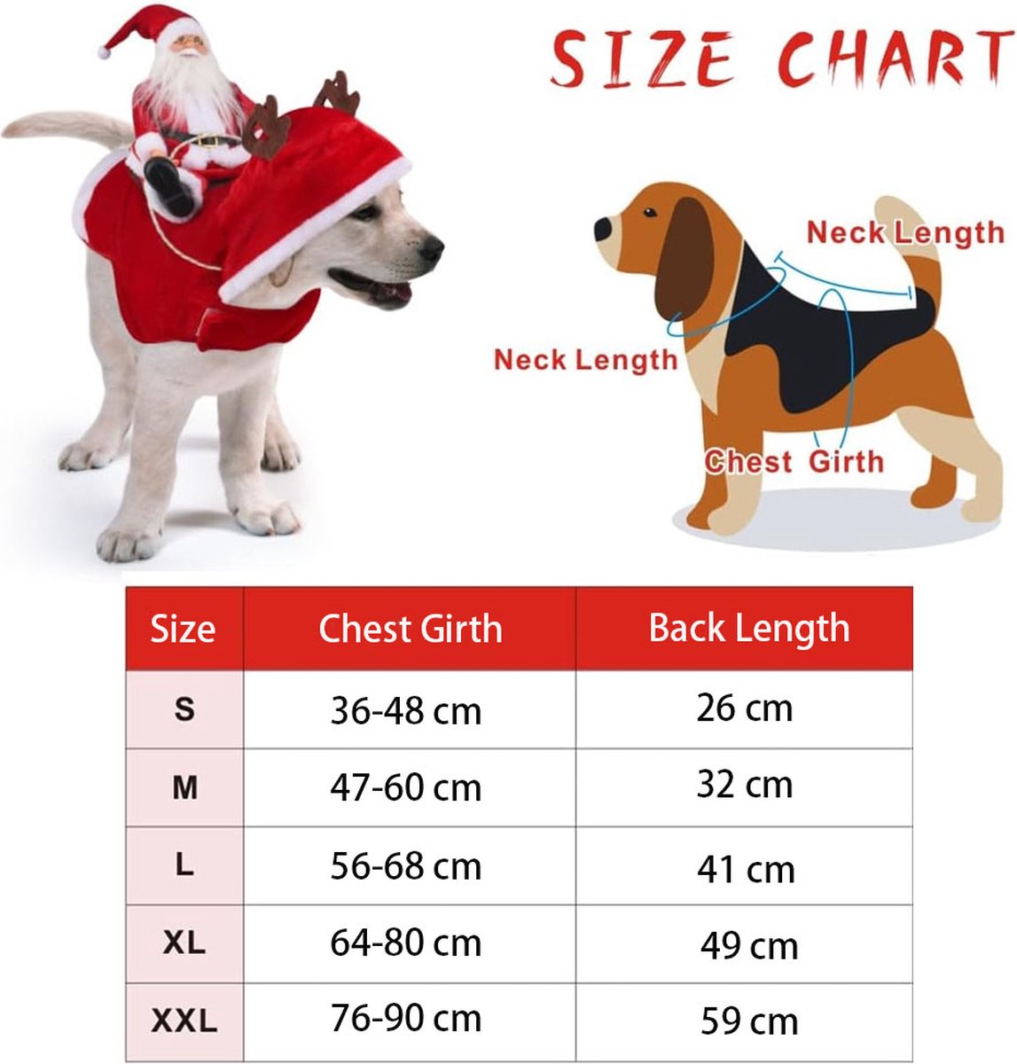 Dog Costume Christmas - Christmas Clothing For Dog/Cat - Christmas Outfit For Puppies - Hooded Dog Christmas Suit - Dog Christmas Clothing - Funny Dog Christmas Costume - Size XXL - Dog Fancy Dress Costumes - Dog Clothing - Pet Christmas Costume - Christm - Image 2