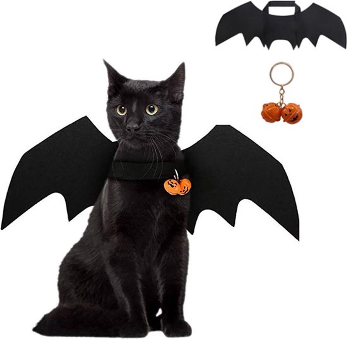 Dog Costume - Dog Halloween Costume With Pumpkin Bell - Clothing For Dogs - Cat Clothing - Funny Dog Suit - Halloween Bat Wings - Halloween Rug For Dog Or Cat - Size M - Animal Clothing - Halloween - Image 1