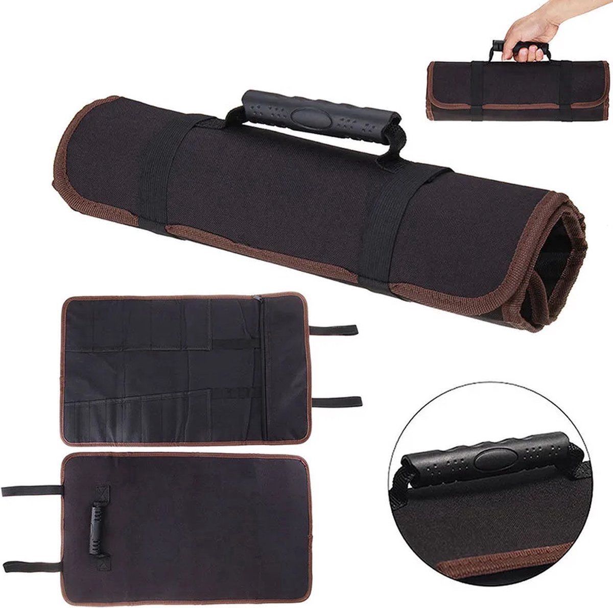 Roll-Up Case - Tool Bag - 600d Oxford Cloth - With Handle - Water-Resistant - Portable - Inner Pocket with Zipper - Easy Roll Bag - Multiple Compartments - 58 x 35 cm - Tool Pouch - Tool Roll - Black - Wear-Resistant & Durable (Without Tools) - Image 4