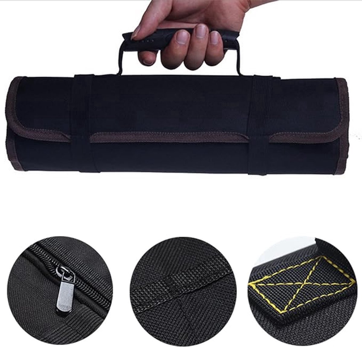 Roll-Up Case - Tool Bag - 600d Oxford Cloth - With Handle - Water-Resistant - Portable - Inner Pocket with Zipper - Easy Roll Bag - Multiple Compartments - 58 x 35 cm - Tool Pouch - Tool Roll - Black - Wear-Resistant & Durable (Without Tools) - Image 5