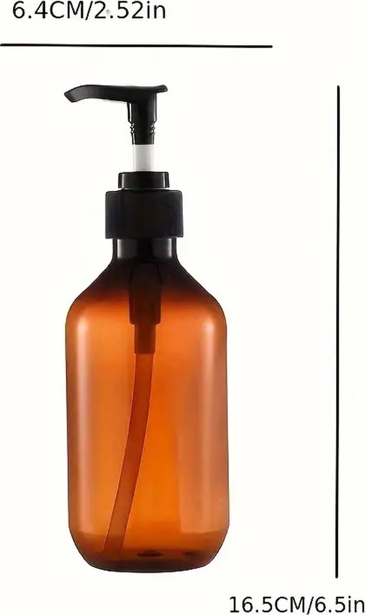 Set of 4 Pump Bottles, 500 ML, plastic soap dispenser Transparent brown, refillable shampoo bottle. - Image 2