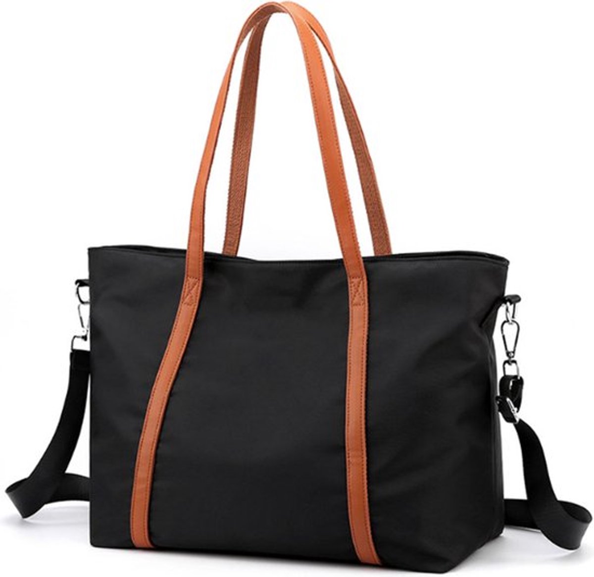 Women's Handbags - Women's Shopper Bag with Zipper - Shoulder Bag - School Bag - Handbag - Shopper - Grocery Bag - Laptop Bag - Weekend Bag - Beach Bag - Tote Bag - Work Bag - Detachable Shoulder Strap - Suitable for a 15.6 Inch Laptop - Gift - Black - Image 1