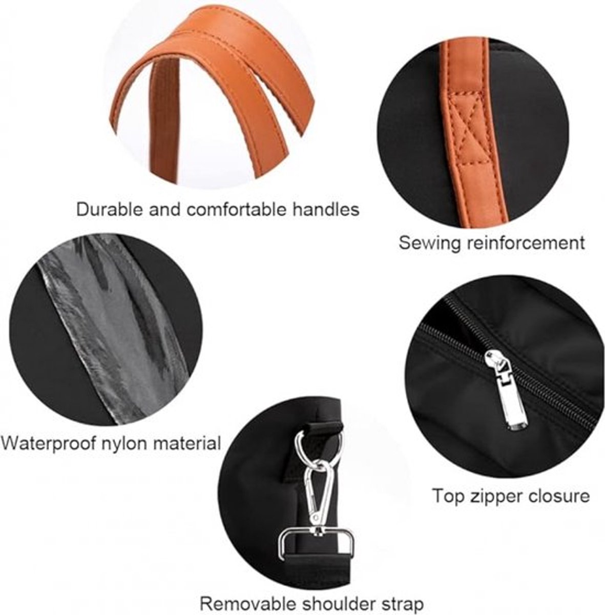 Women's Handbags - Women's Shopper Bag with Zipper - Shoulder Bag - School Bag - Handbag - Shopper - Grocery Bag - Laptop Bag - Weekend Bag - Beach Bag - Tote Bag - Work Bag - Detachable Shoulder Strap - Suitable for a 15.6 Inch Laptop - Gift - Black - Image 2