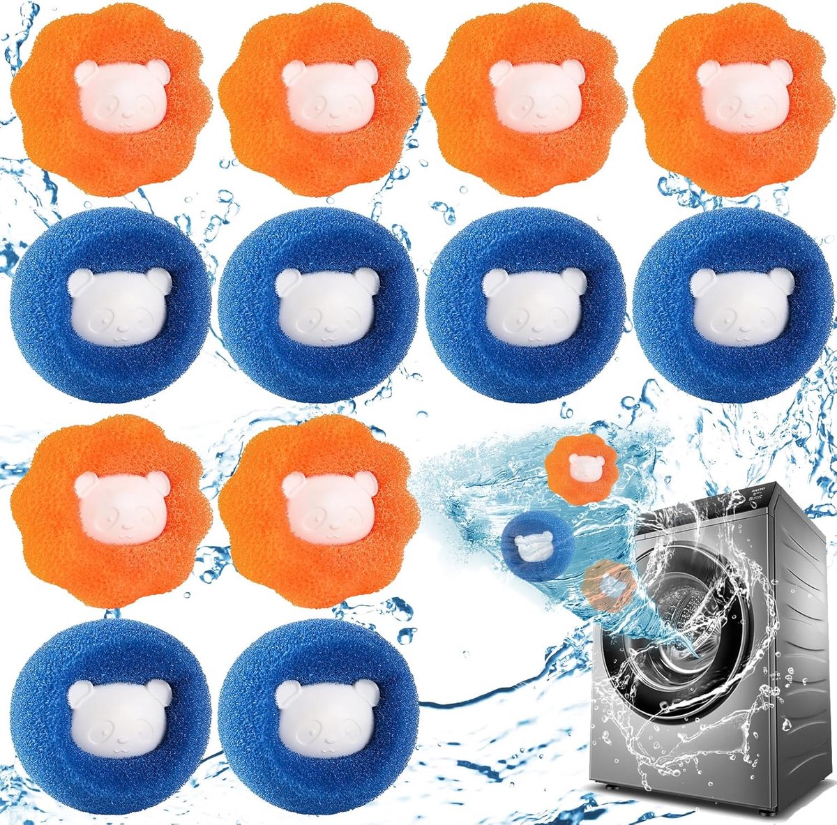 Washing Machine Laundry Balls - 12 Pieces - Laundry Ball - Anti-Hair - Dryer Ball - Fabric Softener Ball - Dryer Ball - Anti-Rolling Laundry Ball - Cleaning Supplies - Household Gadgets - Reusable - Hair Catcher - Anti-Flint - For Washing Machine/Dryer - Image 1