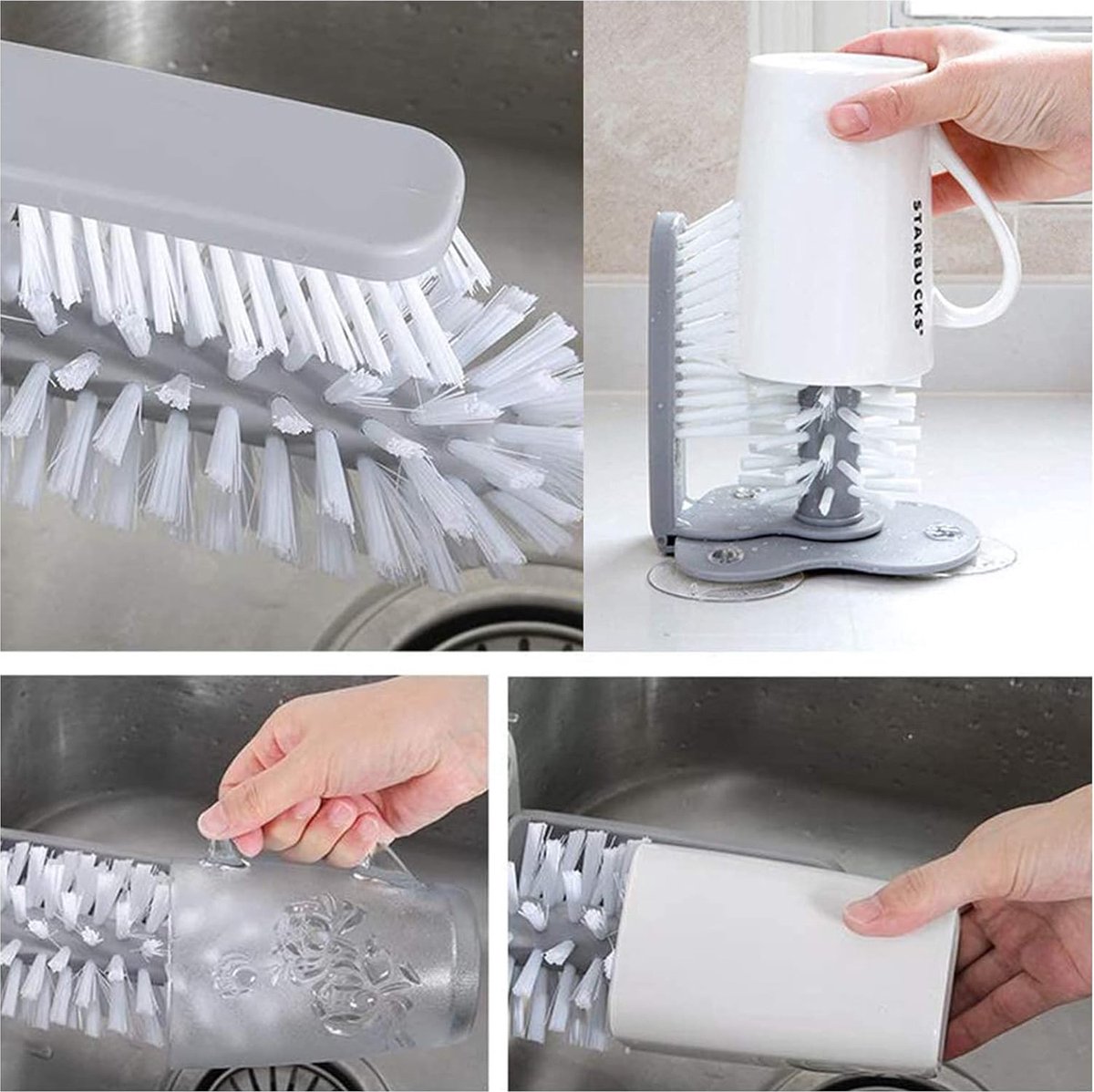 Rinse Brush - Glass Rinse Brush - Beer Glass Cleaner - For Glasses And Cutlery - Brush Cleaner - With Suction Foot - Dish Brush For Glasses - Cups - Mugs - Wine Glasses - Beer Glasses - Bar - Handy Kitchen Tools - For Cups, Mugs Or Glasses - Image 4