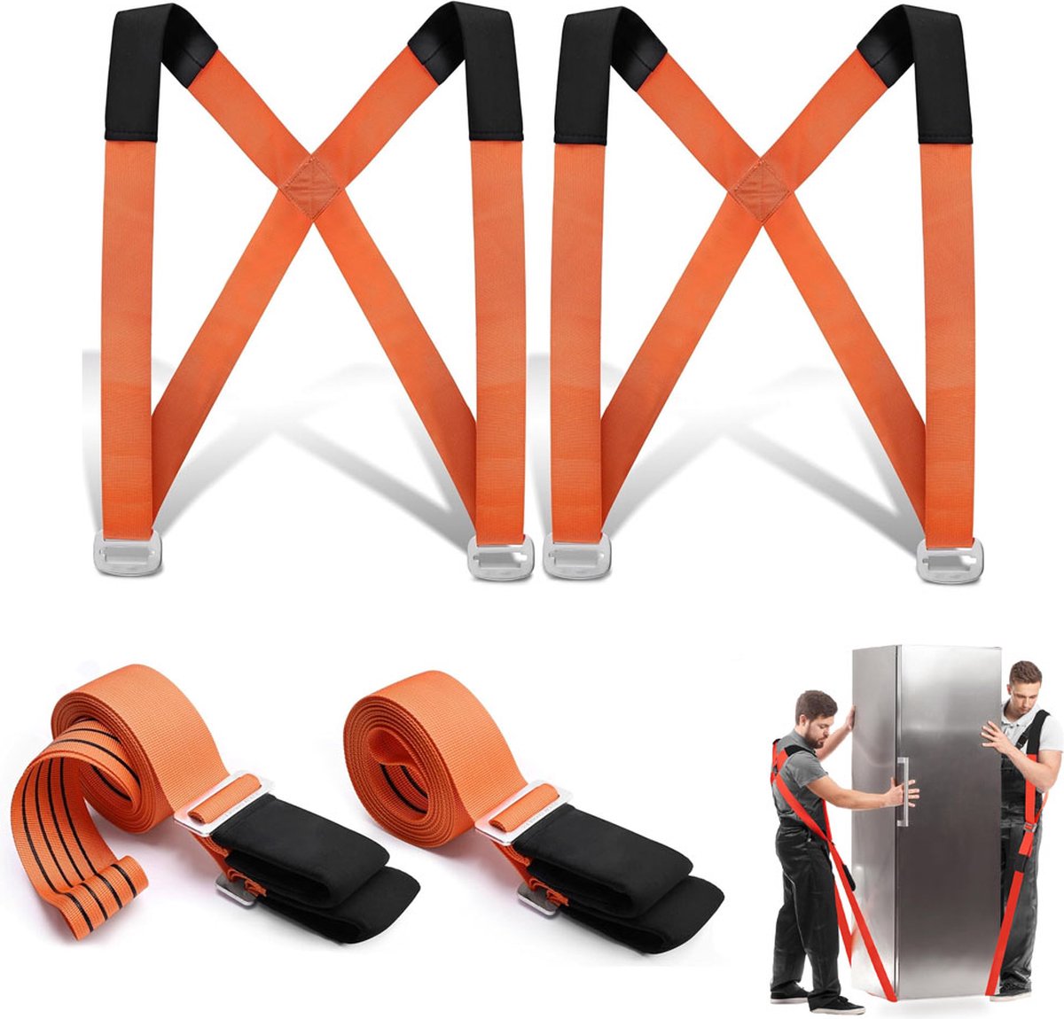 Moving Harness with Lifting Straps Set - Moving Aid - Moving Straps - Moving Belt - Lifting Aid - Tie-down Straps / Lifting Slings - 270kg Load Capacity - Furniture Dolly - Moving - Carrying Strap - Set for 2 People - Image 1