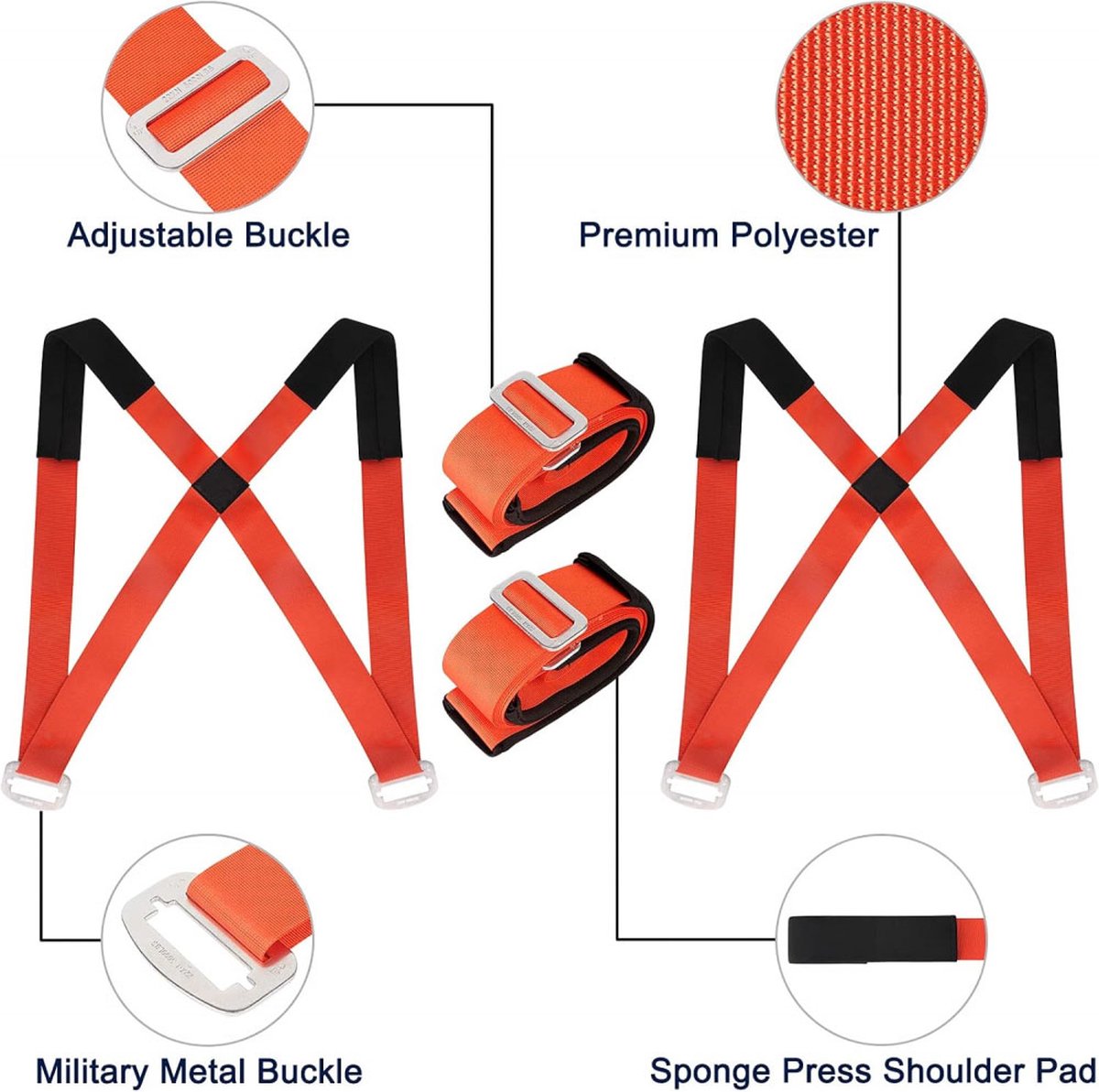 Moving Harness with Lifting Straps Set - Moving Aid - Moving Straps - Moving Belt - Lifting Aid - Tie-down Straps / Lifting Slings - 270kg Load Capacity - Furniture Dolly - Moving - Carrying Strap - Set for 2 People - Image 2