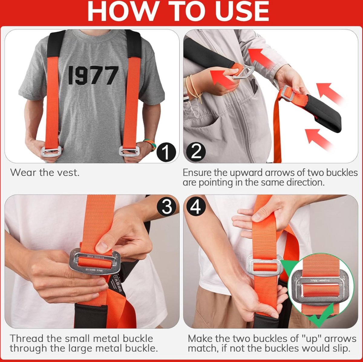 Moving Harness with Lifting Straps Set - Moving Aid - Moving Straps - Moving Belt - Lifting Aid - Tie-down Straps / Lifting Slings - 270kg Load Capacity - Furniture Dolly - Moving - Carrying Strap - Set for 2 People - Image 5
