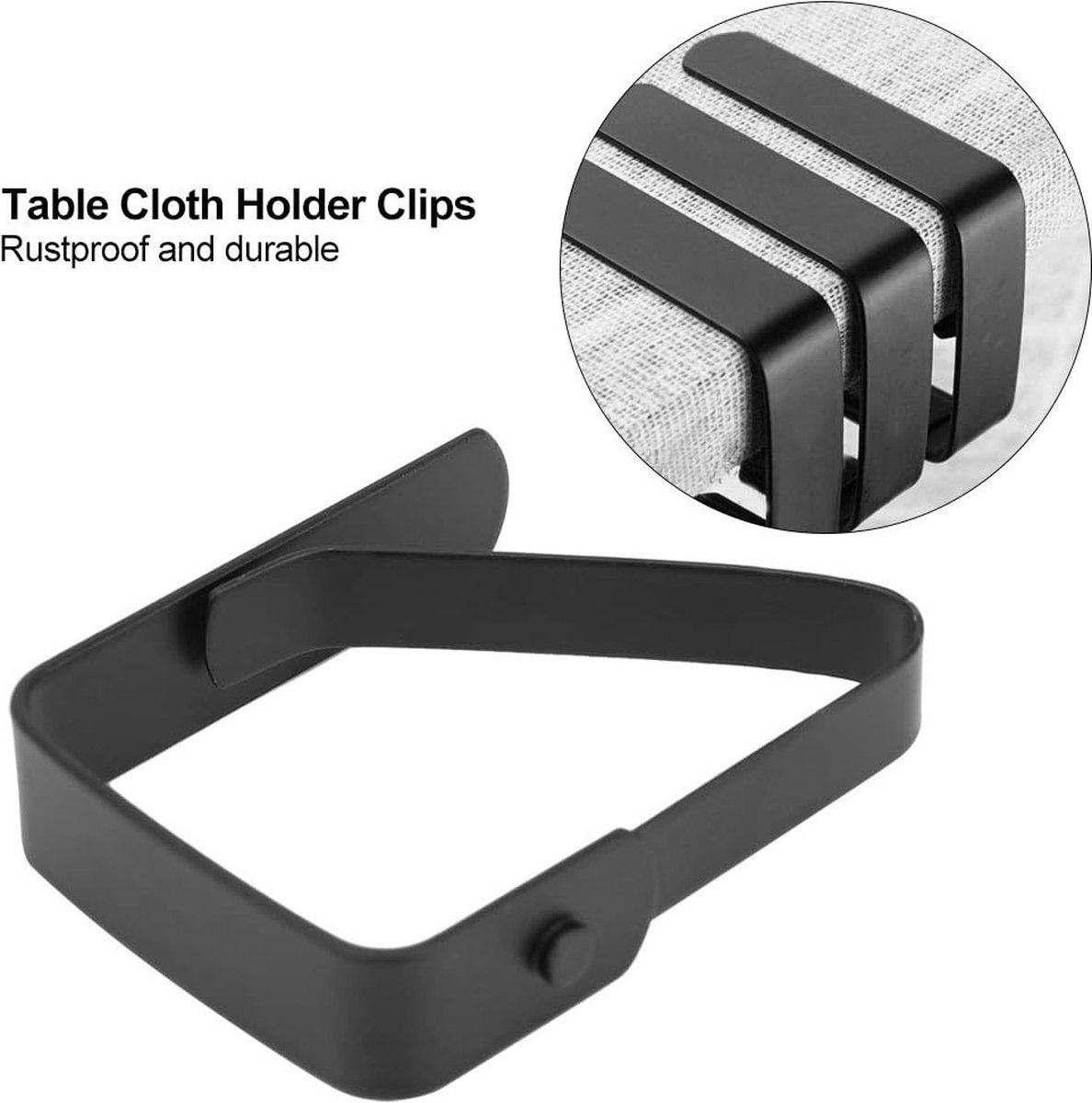 Tablecloth Clips - 12 Pieces - Tablecloth Clips - Table Linen Clips - Small Clips - Adjustable Tablecloth Holders - Table Accessories - Garden Items - Tablecloth Securing - For Thick Tables - For Thick Garden Tables - Stainless Steel - 5 x 4 Cm - Image 3