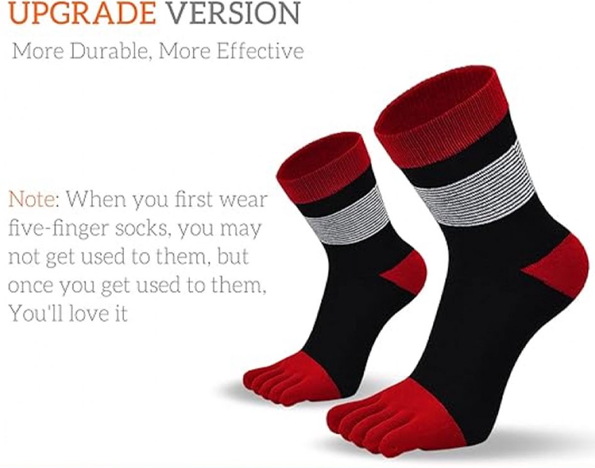 Toe Socks - 5 Pairs of Toe Socks - Yoga Socks - Toe Socks - Smooth Toe Seam - No Annoying Seams - Runner Toe Socks - Flip-Flop Socks - Breathable - Absorbs Sweat and Deodorizes - Stripe - Image 2