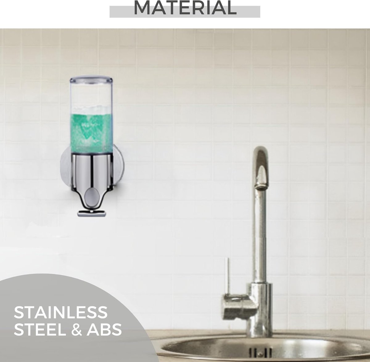 Wall-Mounted Soap Dispenser - 500ml - Stainless Steel - Shampoo Dispenser - Large Capacity - Refillable - Portable - Durable - Hanging Soap Dispenser - Soap Pump - Soap Pump - Bathroom Accessories - With Screws - Easy to Install - For Bathroom, Hotel, Kit - Image 4