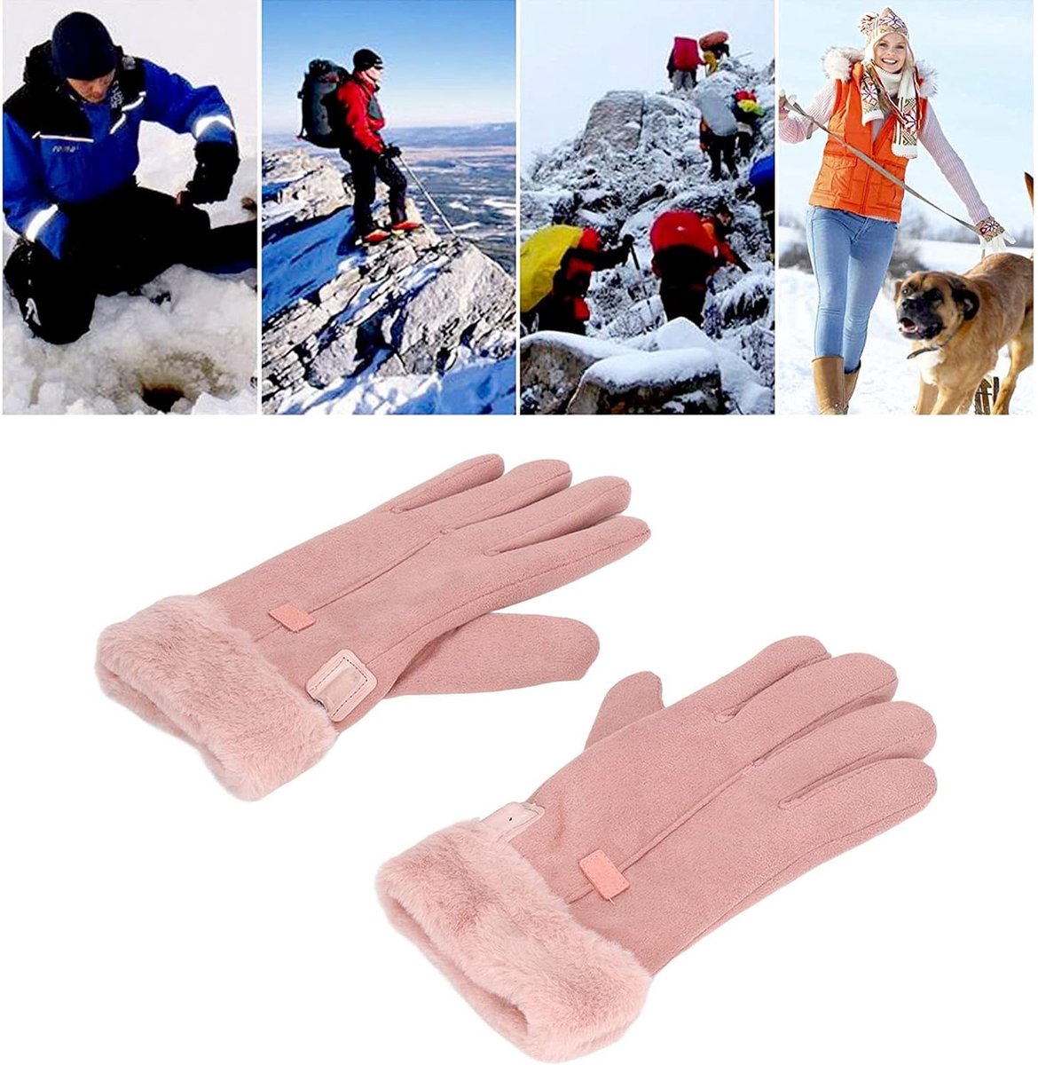 Heated Gloves - USB Heated Gloves for Cycling - Women's Heated Gloves - Cold-Proof Cycling Gloves - Touchscreen - Knitted Thermal Gloves - Pink - Three Modes - Comfortable - Suitable for Bicycles, E-Bikes, Scooters - Image 5