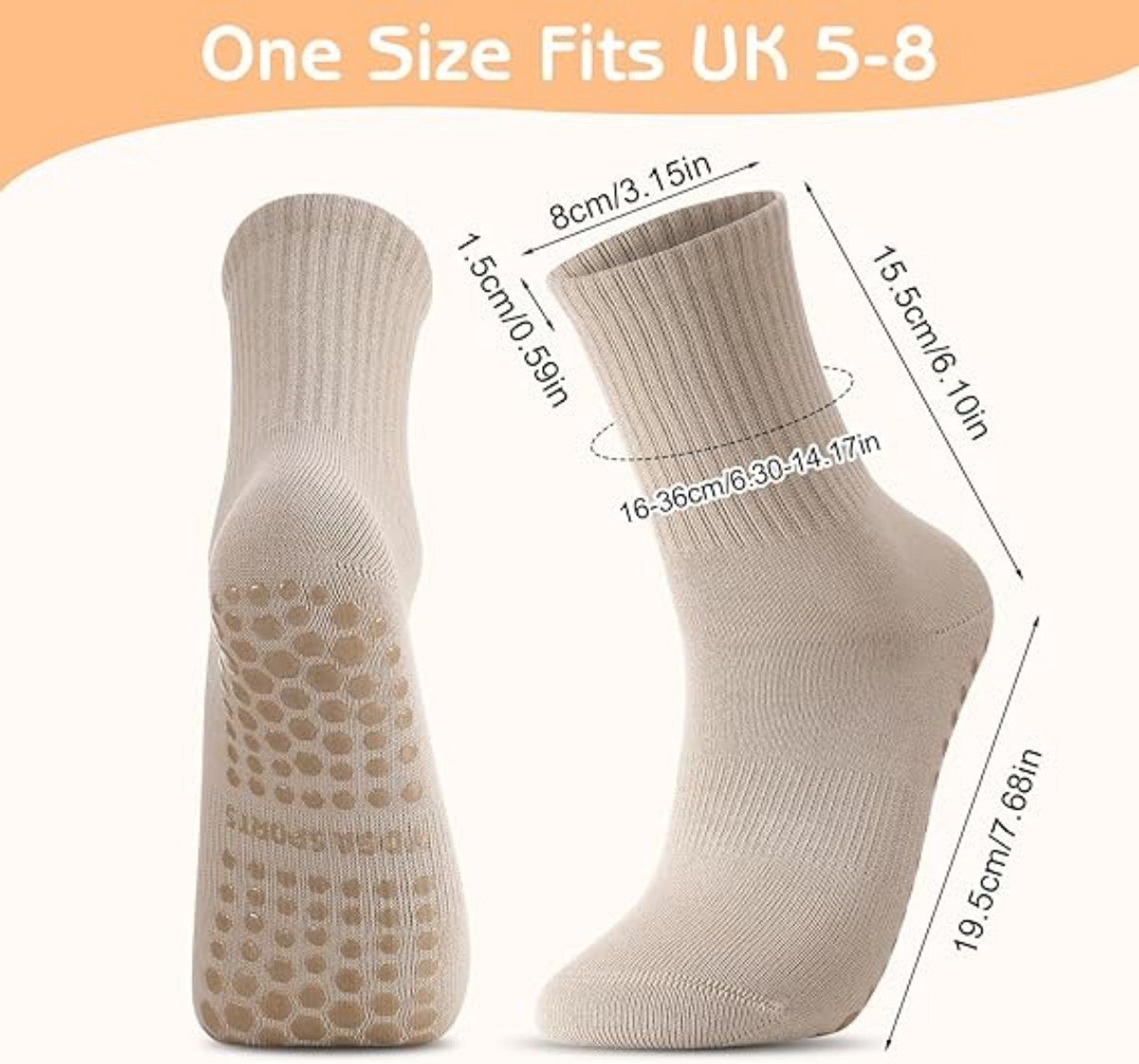 3 pairs of non-slip yoga socks for women - long Pilates socks for women - non-slip Pilates socks - spring and summer socks with a central tube - suitable for yoga, ballet, dance, ballet, fitness - size 35-41 - Image 5