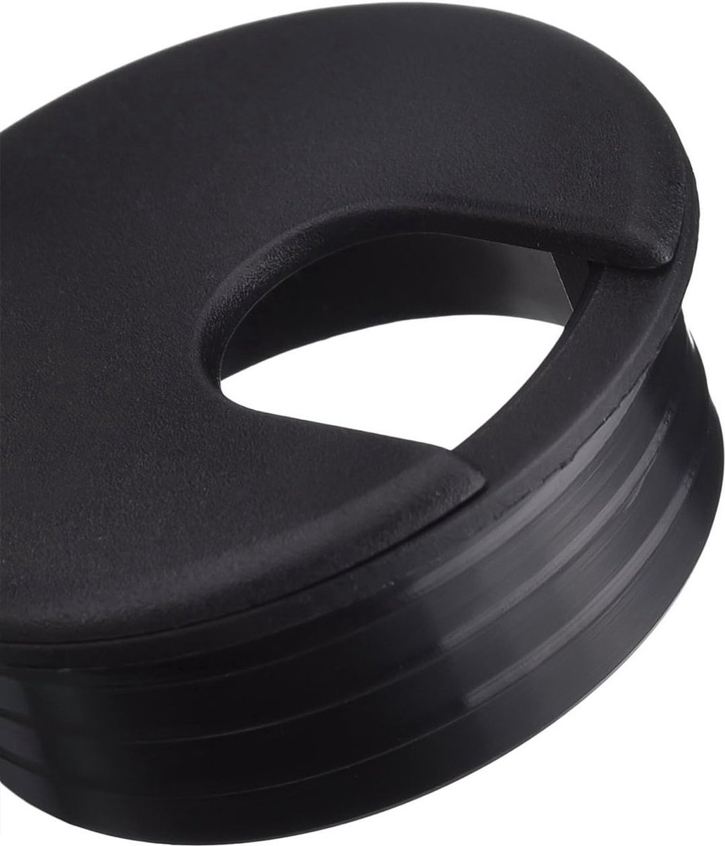 Desk cable grommet - 6 pieces - Ø 45mm - Cable grommet - ABS - Desk cable grommet - Desk end caps - Cable Organizer - Desk cable tray - Plastic cap with opening - Round - Cable organizer - Black - Sustainable - Neat - Image 4